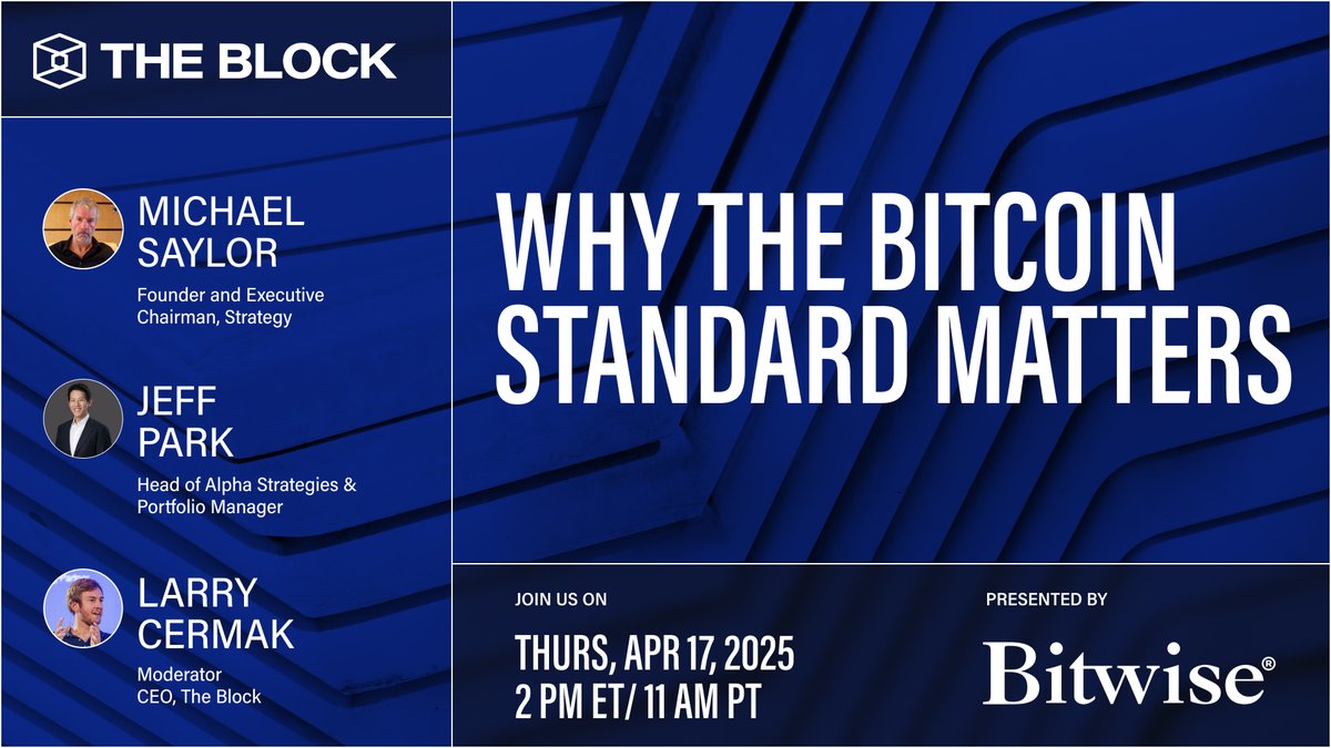 TheBlock__'s tweet image. Wall Street laughed at Michael Saylor. 

Now they’re copying him.

Hear @saylor and @dgt10011  talk Bitcoin as a treasury asset — what it means when companies go full Bitcoin Standard. Hosted by The Block’s @lawmaster 

Register here: bit.ly/4iV2YSP