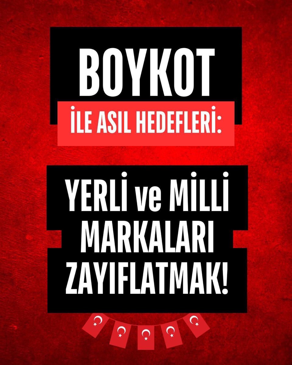 Aklı başında hiçbir ülke vatandaşı, kendi ülkesinin yerli malını boykot etmez! Çünkü bu, milletin emeğine, ülkenin bağımsızlığına zarar vermektir.

#BoykotDeğilMilliZarar