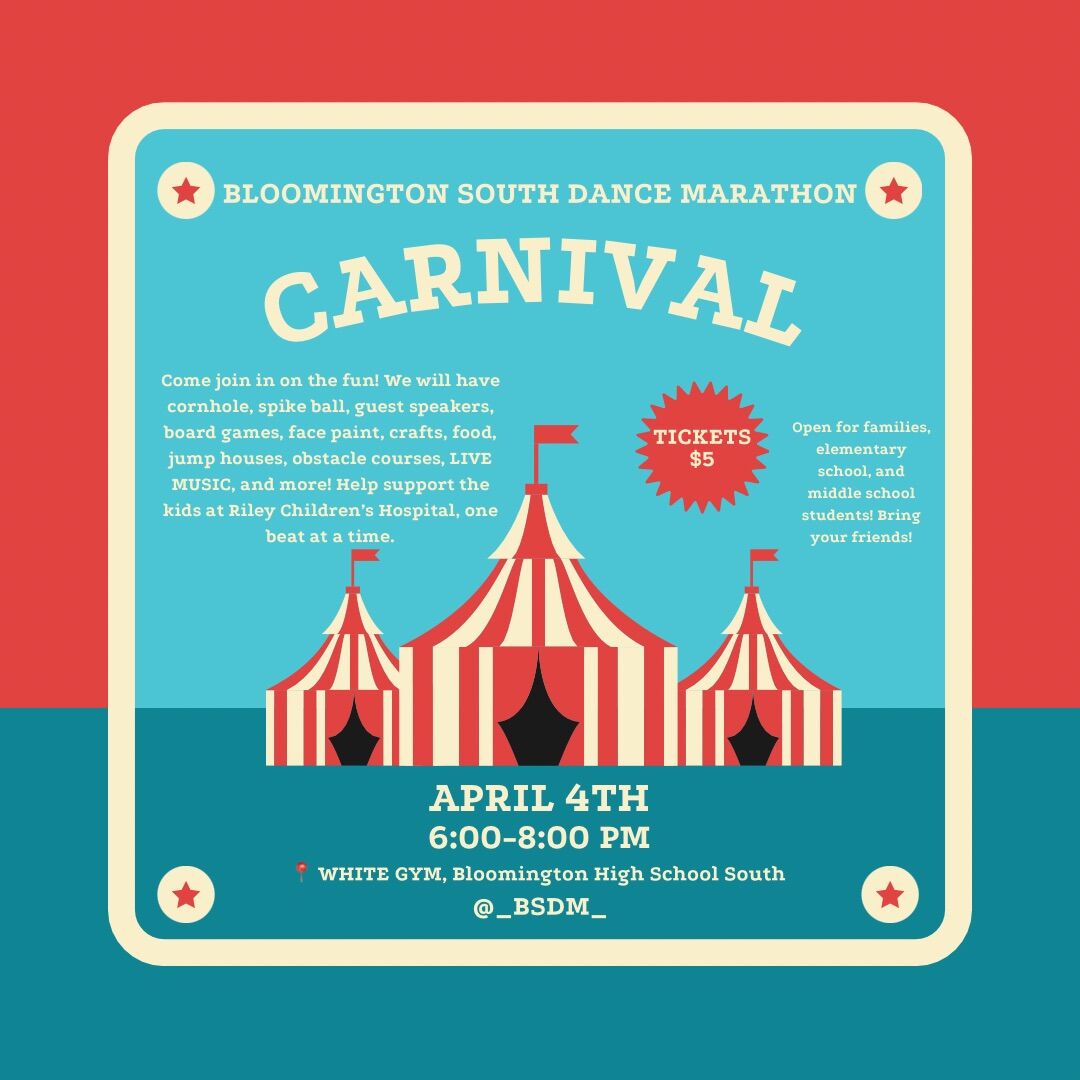 South Dance Marathon is hosting their community carnival this Fri 6-8.  All elementary and middle school kids and familes are invited for games, dancing and stories from our Riley familes.