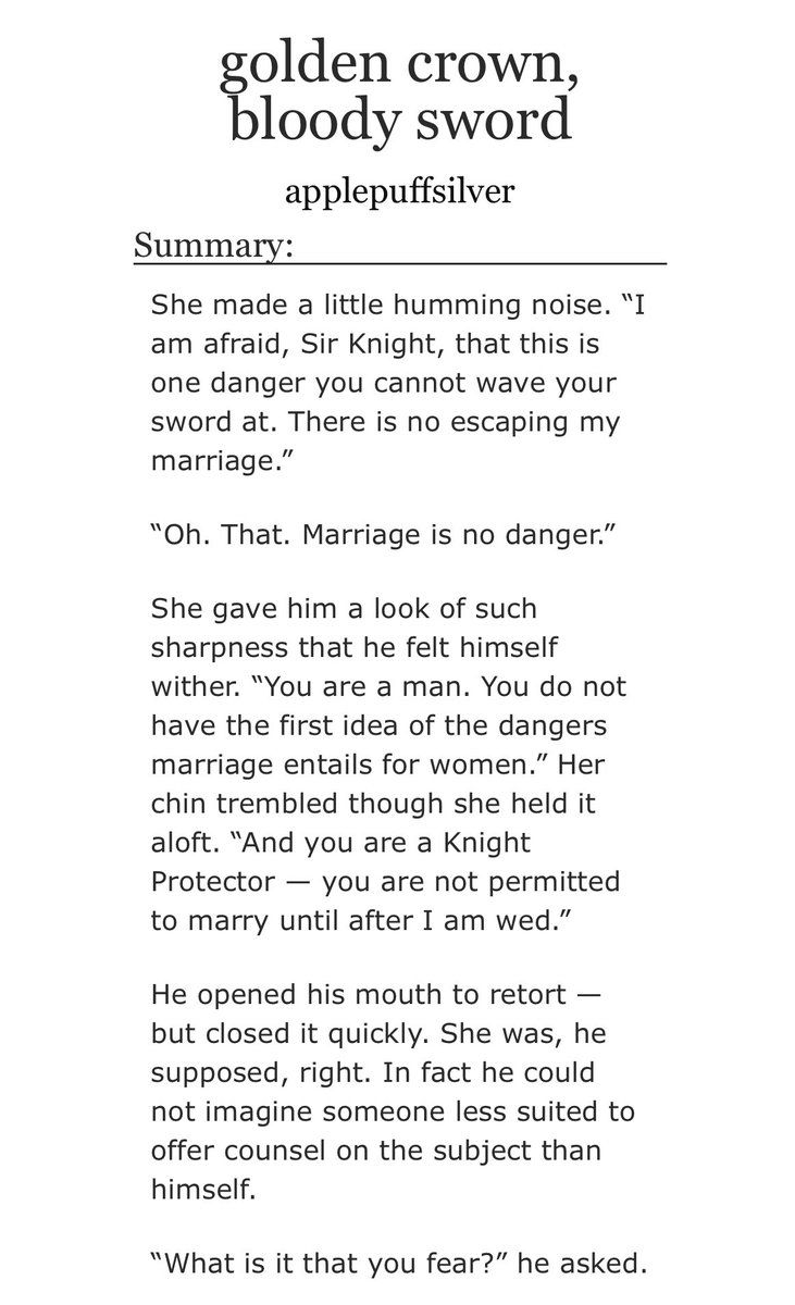 🌾For Polin Week Day 3🌾- golden crown, bloody sword - a princess/knight au with fic by applepuffsilver and art by gildedruin. ⚔️