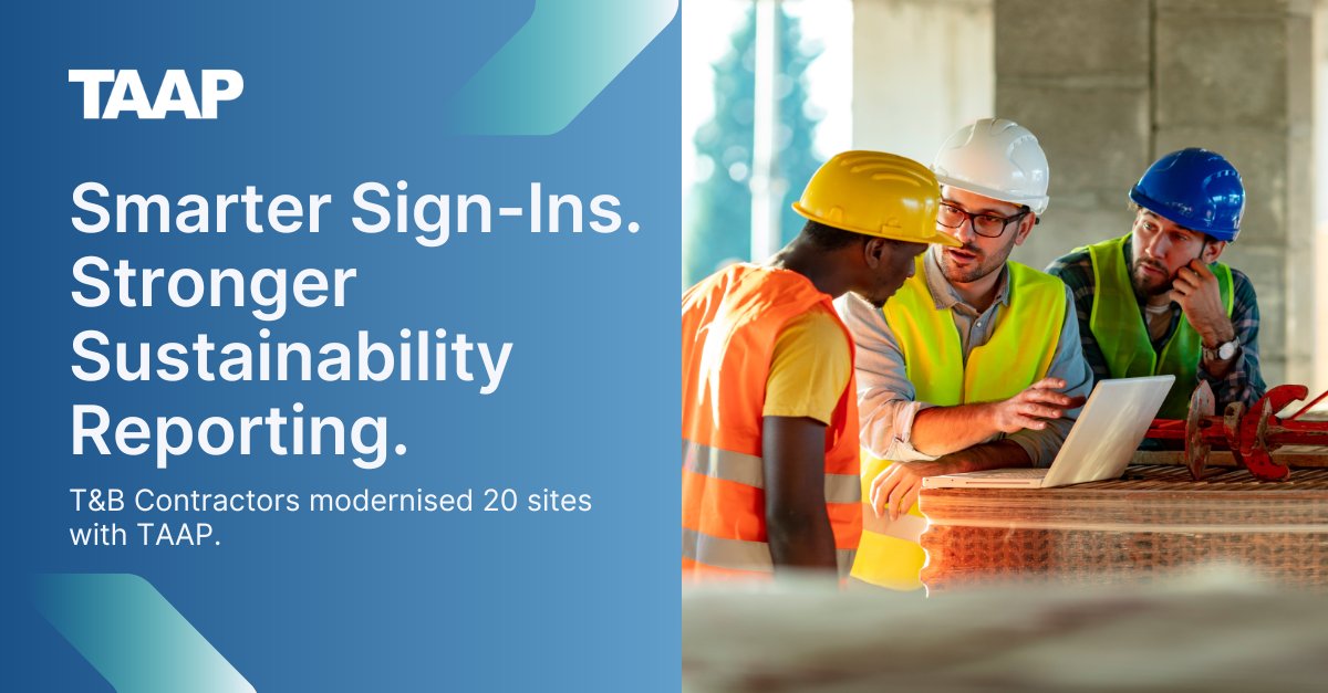 T&amp;B Contractors deployed Visitor Book—a digital sign in solution live across 20 locations with real-time visibility, zero paper, and no need for redevelopment.

📖 Read the full case study:
cstu.io/c070a0

#TAAP #VisitorBook #sustainability #signin #digitaltransformation