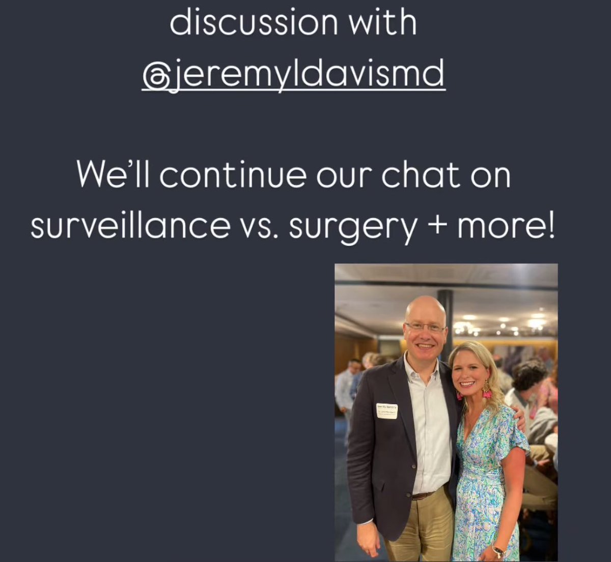 Jeremy L. Davis MD, FACS (@jeremyldavismd) on Twitter photo Join today at 1pm EDT for an Instagram Live discussion with @itsmekathrynleigh where we will chat about all things #CDH1
<a href="/SocSurgOnc/">Society of Surgical Oncology</a> <a href="/UMGCCC/">UMGCCC</a> <a href="/GeneticCouns/">Genetic Counselors</a> <a href="/CGAIGC/">CGA-IGC</a> <a href="/NoStomach4Cancr/">NoStomachForCancer</a> Join today at 1pm EDT for an Instagram Live discussion with @itsmekathrynleigh where we will chat about all things #CDH1
<a href="/SocSurgOnc/">Society of Surgical Oncology</a> <a href="/UMGCCC/">UMGCCC</a> <a href="/GeneticCouns/">Genetic Counselors</a> <a href="/CGAIGC/">CGA-IGC</a> <a href="/NoStomach4Cancr/">NoStomachForCancer</a>