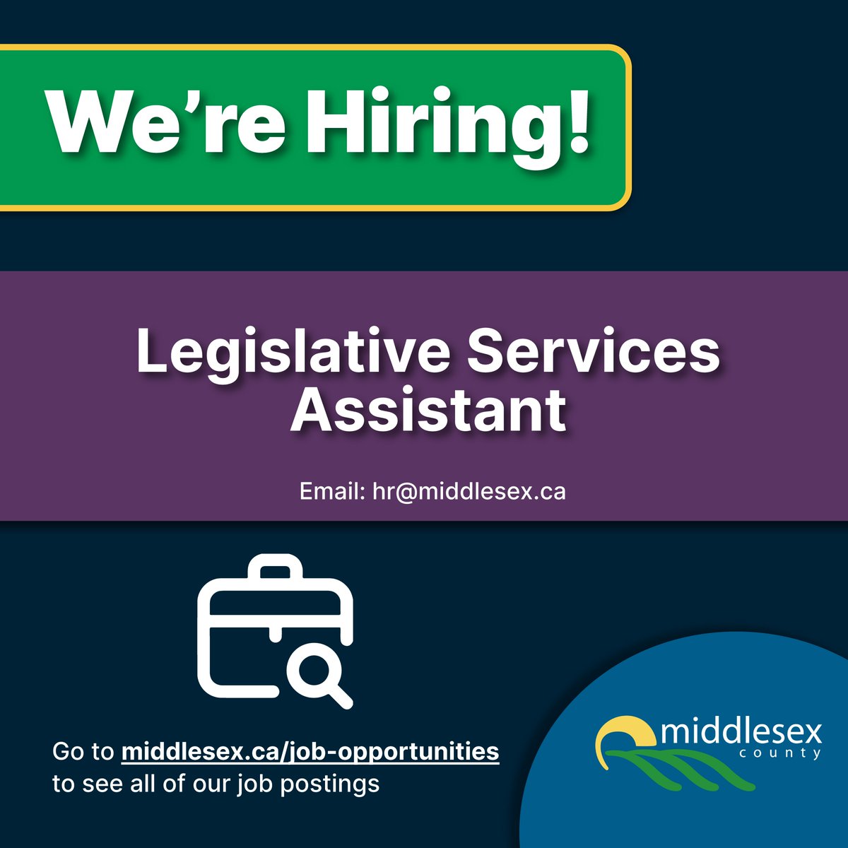 📍 Job Opportunity 📍

Middlesex County is looking for a Legislative Services Assistant to join our team!

For more information and to apply today, go to ➡ bit.ly/4jfU7e9

The deadline to apply is Wednesday, April 16, 2025 at 4:30pm.

#middlesexcounty #workinmiddlesex