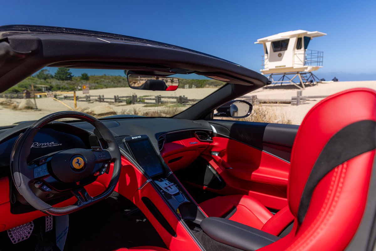What better way to get to the beach than behind the wheel of the timelessly elegant, high-performance #FerrariRomaSpider?