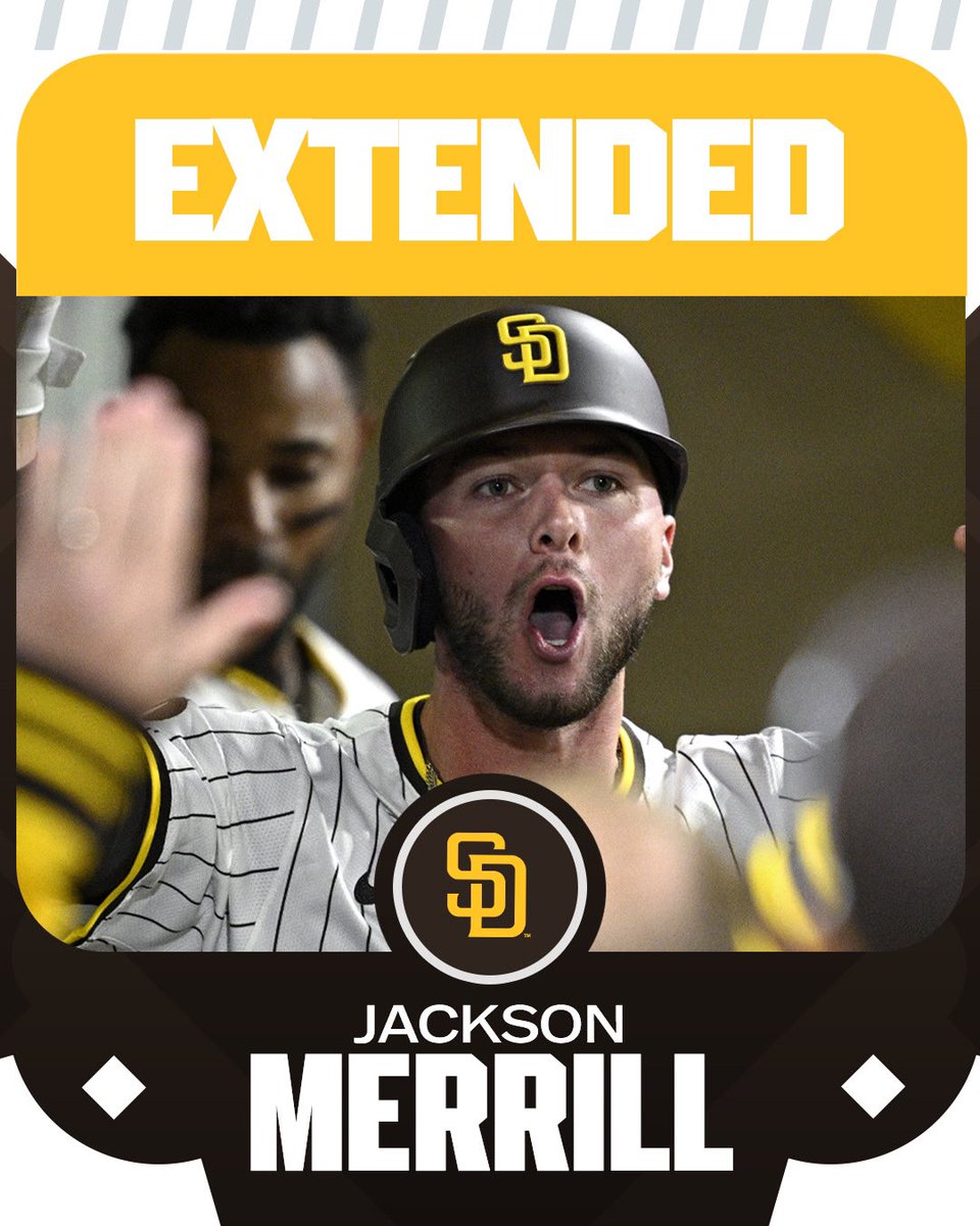 Padres, OF Jackson Merrill reportedly agree to 9-year extension, per multiple reports including <a href="/MLBNetwork/">MLB Network</a> insider <a href="/JonHeyman/">Jon Heyman</a>.
