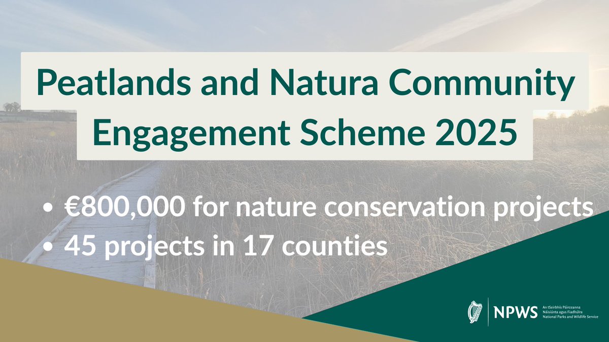 National Parks and Wildlife Service (@npwsireland) on Twitter photo 👏 €800,000 announced today for community groups for conservation projects on Natura 2000 sites and peatland areas
🌱"Projects will safeguard precious ecosystems and species" <a href="/COSullivanTD/">Christopher O’Sullivan TD</a>
Details 👉tinyurl.com/mvm3h3hk 👏 €800,000 announced today for community groups for conservation projects on Natura 2000 sites and peatland areas
🌱"Projects will safeguard precious ecosystems and species" <a href="/COSullivanTD/">Christopher O’Sullivan TD</a>
Details 👉tinyurl.com/mvm3h3hk