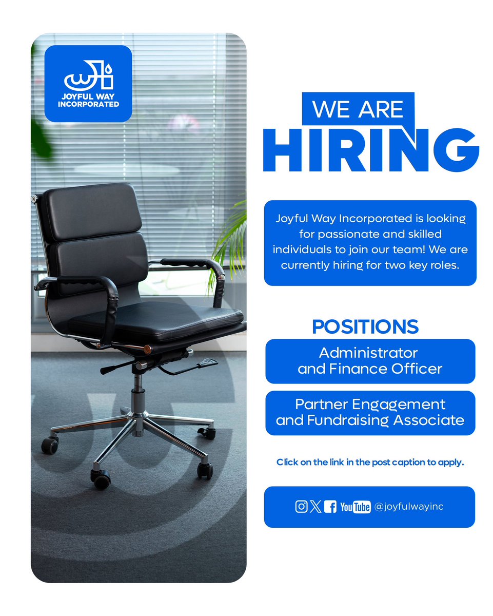 joyfulwayinc's tweet image. Join Our Team – We’re Hiring!
We are currently hiring for two key roles:
•Admin and Finance Officer
•Partner Engagement and Fundraising Associate

Click the link below to view the job descriptions and apply:

forms.gle/qUSHz9pi5c9vmz…
