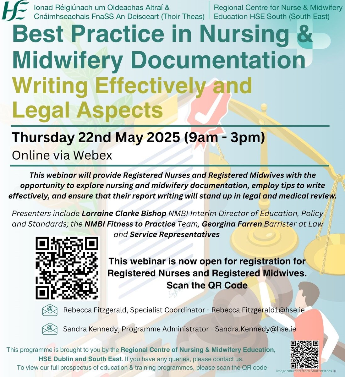 RCNME (Dublin and South East) (@rcnme_se) on Twitter photo Best Practice in Nursing & Midwifery Documentation: Writing Effectively & Legal Aspects Webinar ~ 22 May 2025
Registration now open via Webex - Scan the QR code Below
<a href="/NurMidONMSD/">ONMSD</a> <a href="/HSEDubSouthEast/">HSE Dublin and South East</a> <a href="/NMPDUKilkenny/">NMPDU Kilkenny</a> <a href="/NationalPDCGPN/">NationalPDCGPN</a>
#CPD Best Practice in Nursing & Midwifery Documentation: Writing Effectively & Legal Aspects Webinar ~ 22 May 2025
Registration now open via Webex - Scan the QR code Below
<a href="/NurMidONMSD/">ONMSD</a> <a href="/HSEDubSouthEast/">HSE Dublin and South East</a> <a href="/NMPDUKilkenny/">NMPDU Kilkenny</a> <a href="/NationalPDCGPN/">NationalPDCGPN</a>
#CPD
