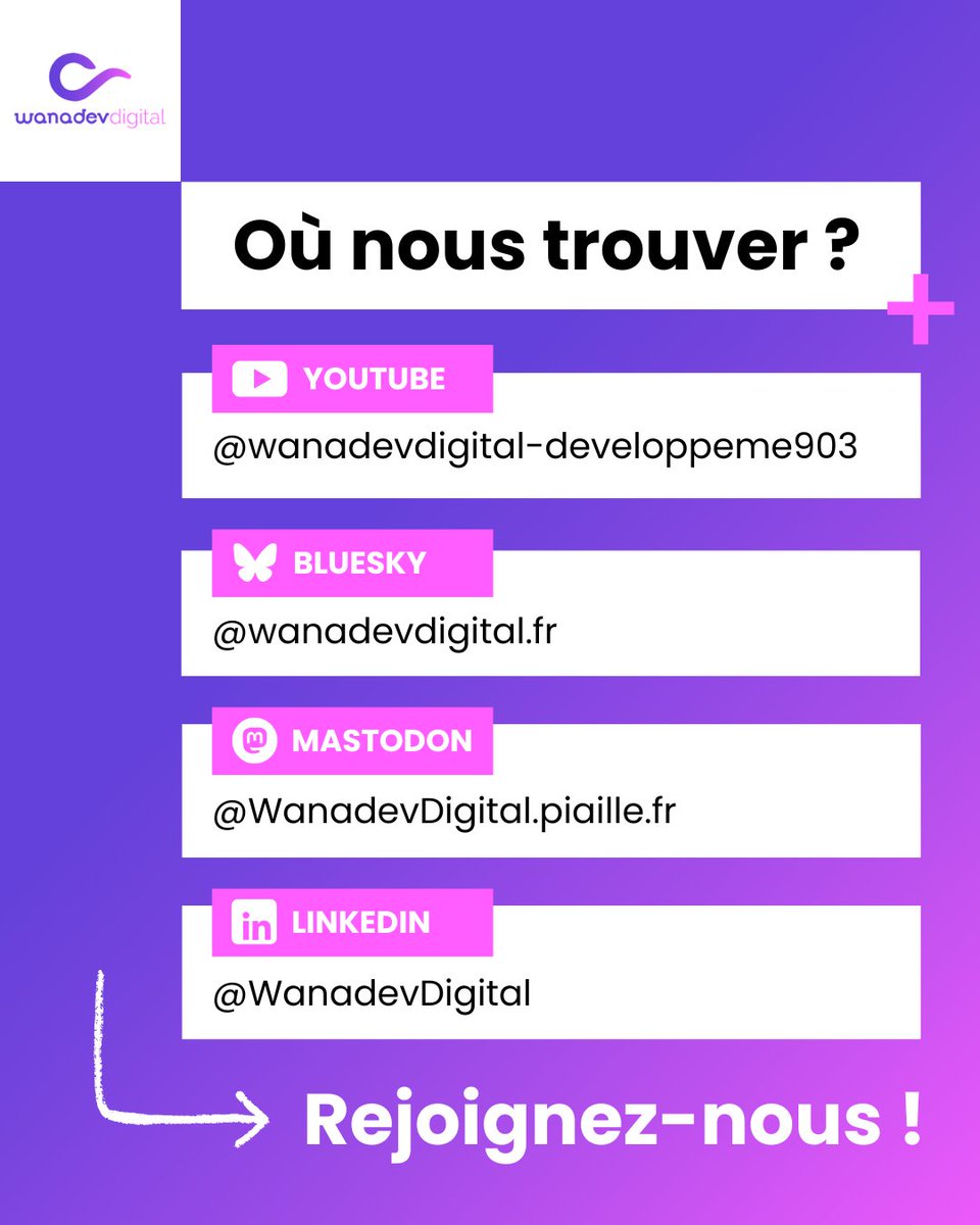WanadevDigital's tweet image. Après avoir amorcé la transition vers @bluesky et @joinmastodon, nous mettons ce compte en silence. 

Continuez à nous suivre :
📹buff.ly/mSbhDr6 
🦋bsky.app/profile/wanade… 
🐘buff.ly/Zad6Hy5 
💼buff.ly/PMSJ0y6 pic.x.com/LQEDZRs7v2

#HelloQuitteX