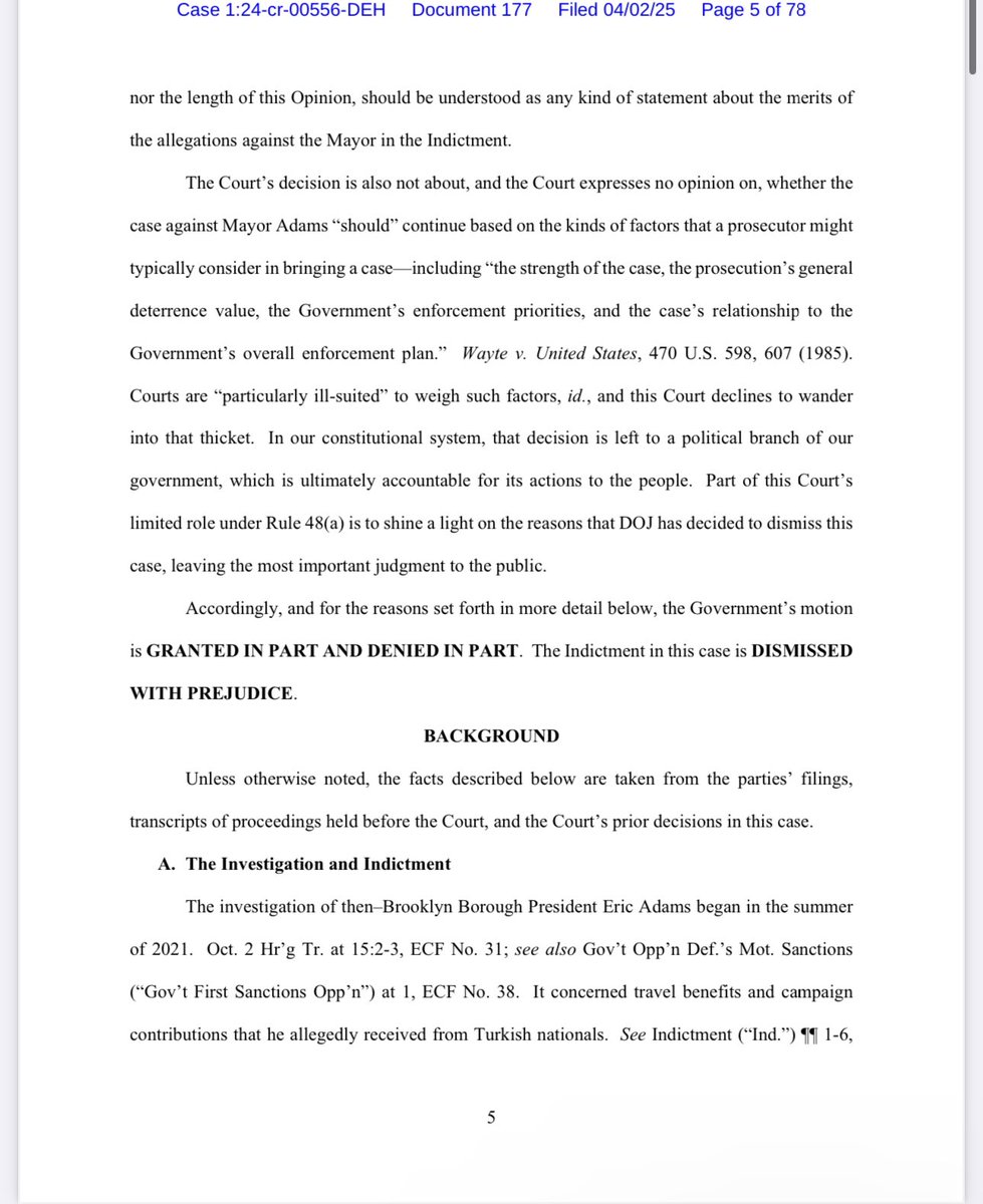 NEWS: Judge Dale Ho dismisses Eric Adams’s criminal charges WITH PREJUDICE