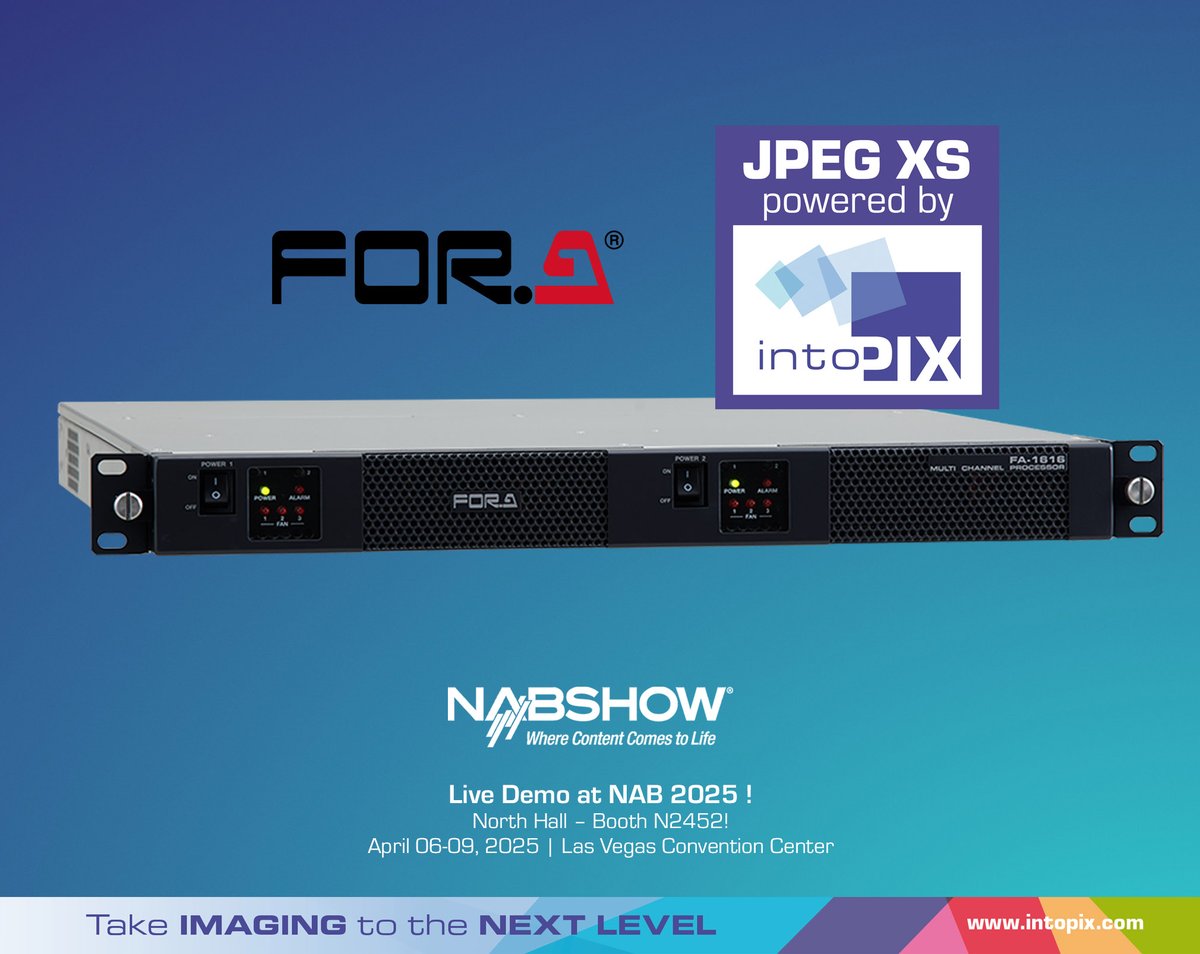 The FOR-A FA-1616 now features <a href="/intoPIX/">intoPIX</a> #JPEGXS for high-quality, low-latency video over IP &amp; SDI.

With up to 32 channels, ST 2110 support &amp; ultra-low latency, it's more powerful than ever.

Read more: zurl.co/glYgr

Meet us at <a href="/NABShow/">NAB Show</a> : zurl.co/0dDFx