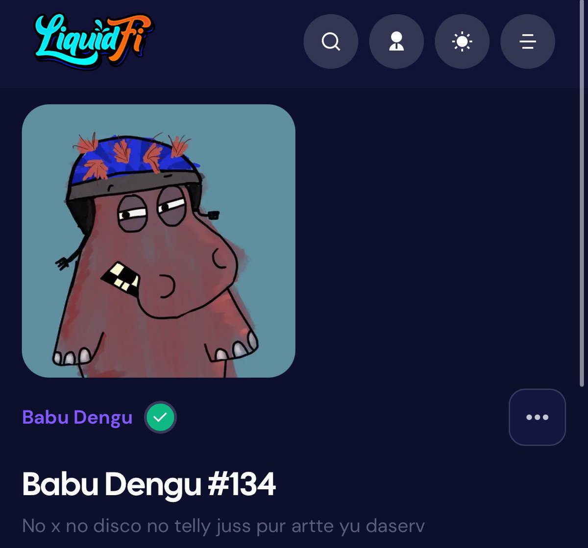 liquidfi_app's tweet photo. Babu Dengu giveaway! 💧

You must be verified in our discord and a holder of any @HyperliquidX NFT.

• RT/💙/Tag your people
• Drop your favorite NFT from any chain in the comments 

✨ (1) Winner ✨ https://t.co/PfUhqyC5JT