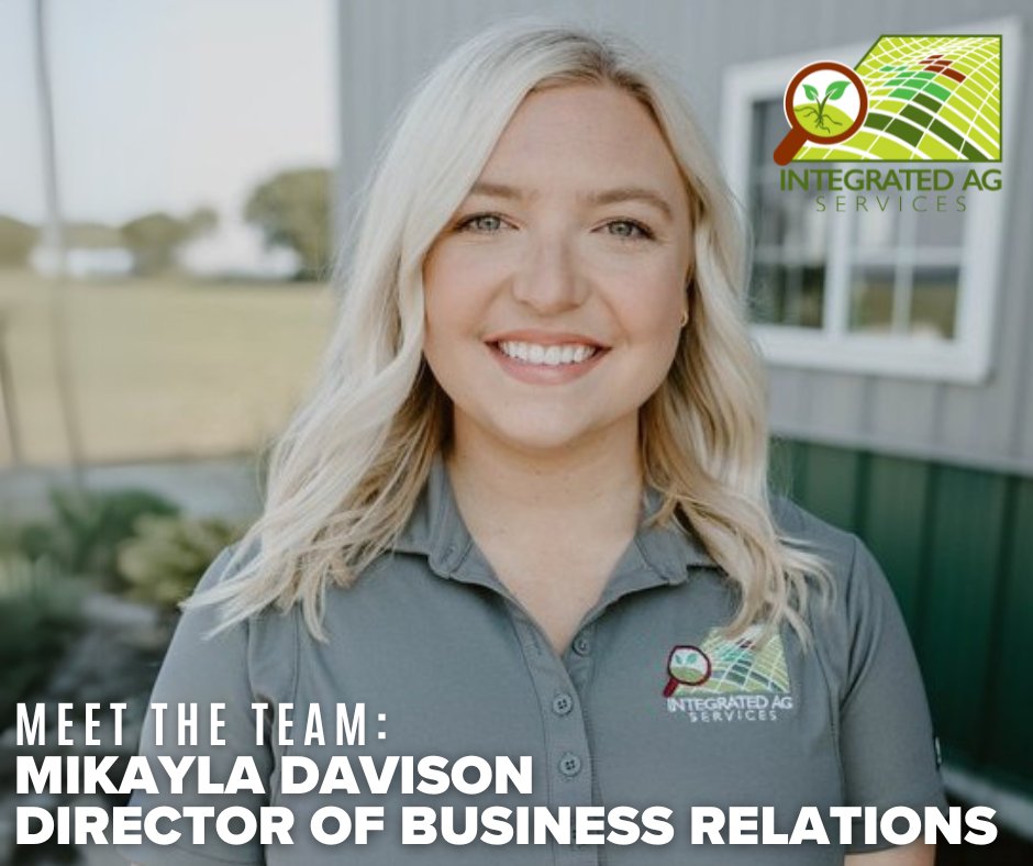 IntegratedAg's tweet image. #MeetTheTeam Mikayla Davison joined Integrated Ag in 2021 as our CPGG Business Manager and is currently transitioning into her new role as Director of Business Relations. Mikayla enjoys collaborating with other ag businesses and building relationships with local farmers.