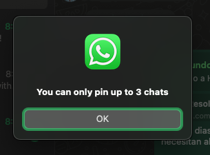 FrankO_REALTOR's tweet photo. @WhatsApp Can you let me pin more than 3? Maybe 5? https://t.co/JTLEUB4vXC