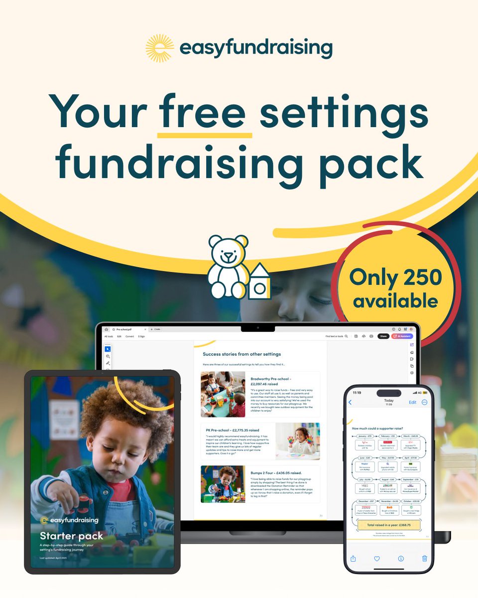 Early Years Wales (@earlywales) on Twitter photo Until 30th April, <a href="/easyuk/">easyfundraising</a> are offering our settings an exclusive fundraising pack! To get yours, sign up & book a call with one of their fundraising experts this month. Already registered? Book a call to get your pack. Be quick, only 250 available! efraising.org/bJmPErfbnf Until 30th April, <a href="/easyuk/">easyfundraising</a> are offering our settings an exclusive fundraising pack! To get yours, sign up & book a call with one of their fundraising experts this month. Already registered? Book a call to get your pack. Be quick, only 250 available! efraising.org/bJmPErfbnf