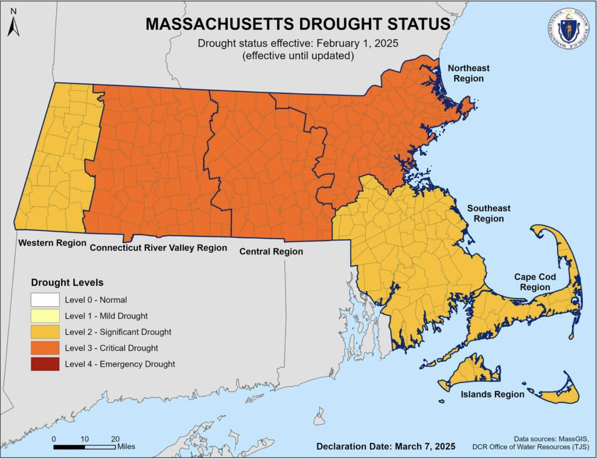 Our region is currently in Level 2 - Significant Drought. Mass DEP updates this information monthly. If this continues further into spring our water customers will see a ban on automatic irrigation systems. We will update as needed.
