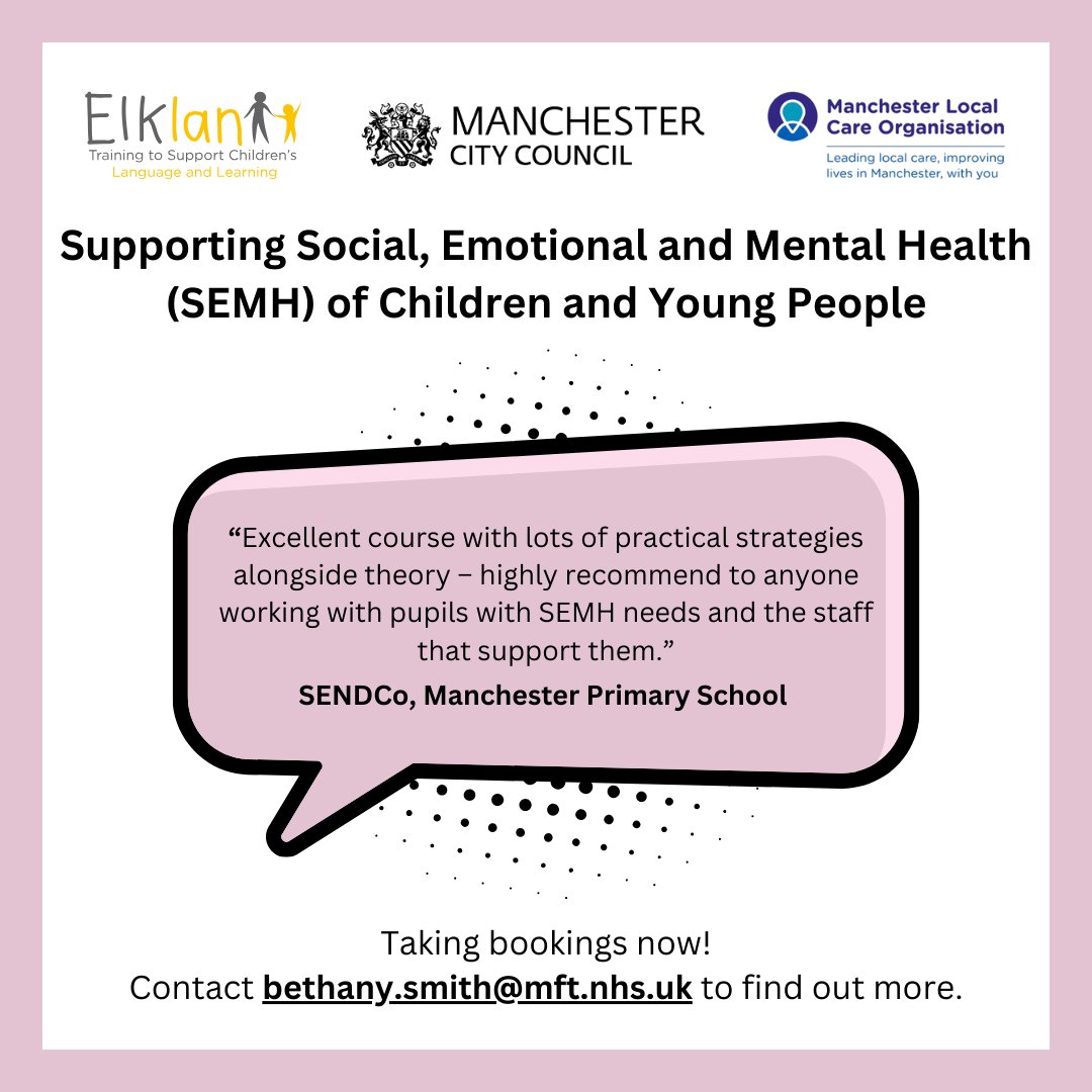 Manchester Children's Speech & Language Therapy (@mlcochildsalt) on Twitter photo Manchester Speech and Language Therapy Services and <a href="/ManCityCouncil/">Manchester City Council</a> jointly run Elklan courses to support children and young people with #slcn. The courses are run on a termly basis for practitioners working in settings in #Manchester <a href="/ElklanTraining/">Elklan Training</a> <a href="/mcrlco/">Manchester Local Care Organisation</a> <a href="/ManCityCouncil/">Manchester City Council</a> Manchester Speech and Language Therapy Services and <a href="/ManCityCouncil/">Manchester City Council</a> jointly run Elklan courses to support children and young people with #slcn. The courses are run on a termly basis for practitioners working in settings in #Manchester <a href="/ElklanTraining/">Elklan Training</a> <a href="/mcrlco/">Manchester Local Care Organisation</a> <a href="/ManCityCouncil/">Manchester City Council</a>
