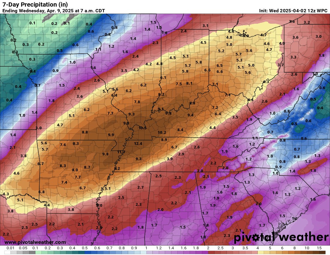 We're looking at a potentially historic multi-day flash flood event unfolding from Arkansas into Kentucky and Tennessee. Widespread rainfall totals of 5-8 inches (locally higher) tonight through Friday. Life-threatening flooding likely due to repeated heavy storms and saturated
