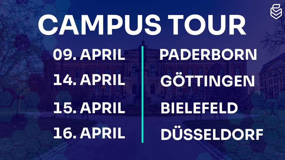 Uniliga (@uniligagg) on Twitter photo 🚨CAMPUS TOUR🚨
Wir sind wieder auf Tour 🚙
09. April - <a href="/eSportPaderborn/">Paderborn E-Sports e.V.</a>
14. April - <a href="/esugesports/">Esport Union Göttingen</a>
15. April - <a href="/bie_alliance/">Bielefeld Esports Alliance</a>
16. April - <a href="/ddorf_gaming/">Düsseldorf Gaming</a>
Kommt gerne rum und schaut auch unseren Campus Tour Stand an 👀 🚨CAMPUS TOUR🚨
Wir sind wieder auf Tour 🚙
09. April - <a href="/eSportPaderborn/">Paderborn E-Sports e.V.</a>
14. April - <a href="/esugesports/">Esport Union Göttingen</a>
15. April - <a href="/bie_alliance/">Bielefeld Esports Alliance</a>
16. April - <a href="/ddorf_gaming/">Düsseldorf Gaming</a>
Kommt gerne rum und schaut auch unseren Campus Tour Stand an 👀