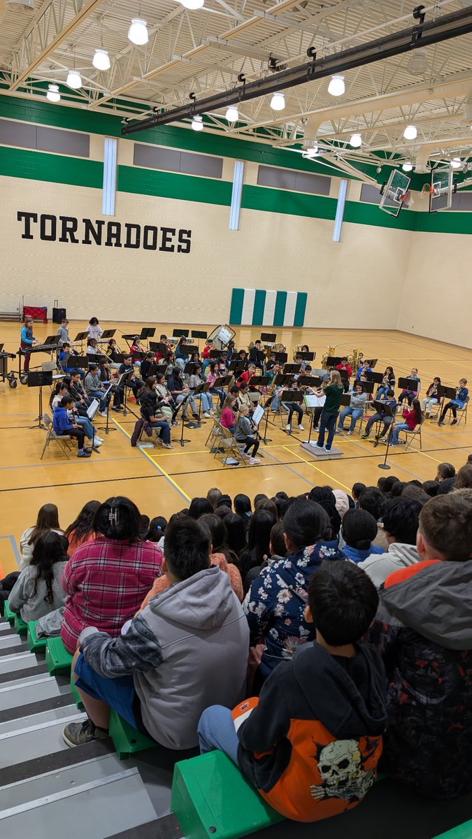 It’s band recruitment day for our 4th graders!  The 5th grade put on a noteworthy performance!  The future is bright for Tornado Band! 😎
