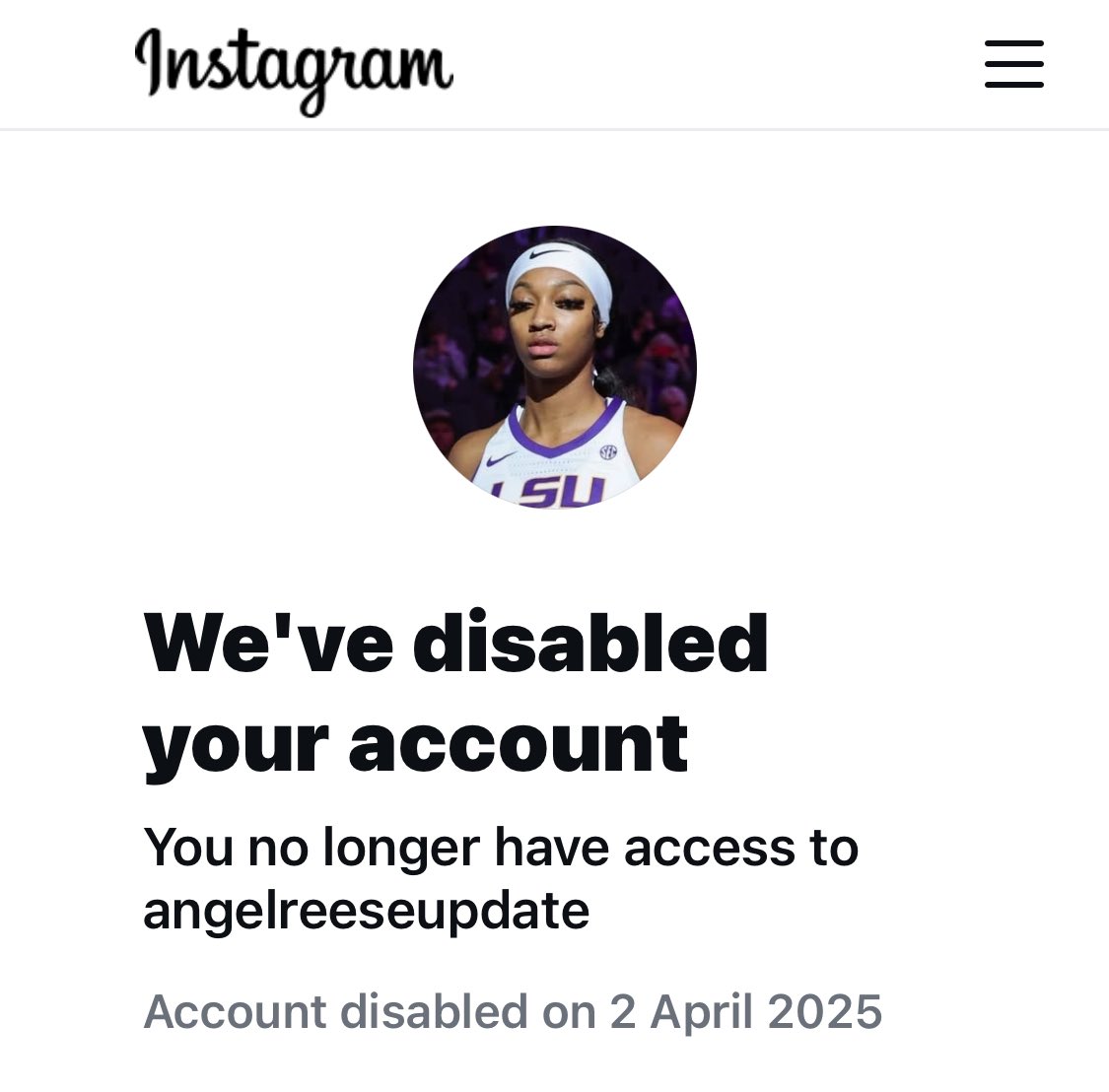 angelreesefan's tweet image. woke up to this!! angelreeseupdate got disabled on IG😭