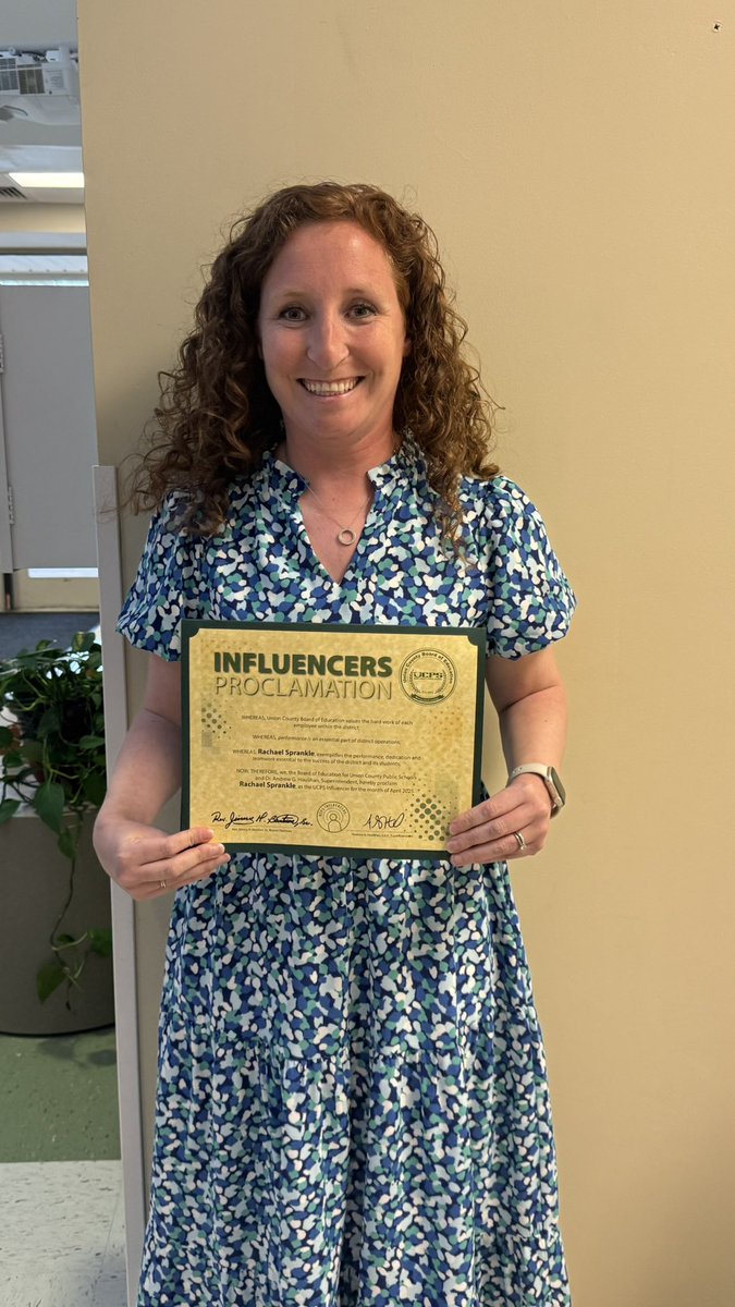 What an honor it was to recognize Ms. Sprankle as an <a href="/UCPSNC/">Union County Public Schools</a> Influencer during the April BOE meeting.  Ms. Sprankle fosters meaningful relationships with her students and holds her students to high standards!  <a href="/AGHoulihan/">Andrew G. Houlihan</a> <a href="/TopperJenn58692/">Jennifer Topper</a> #TeamUCPS