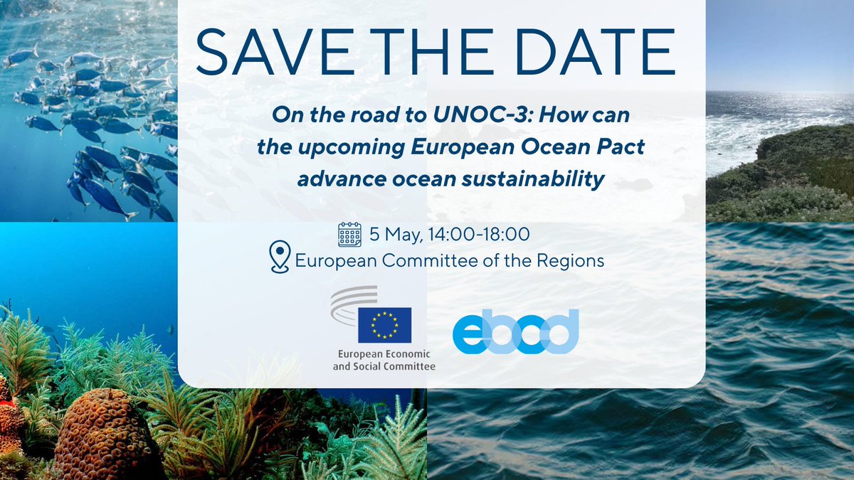 🌊✨ Join us on 5 May in Brussels to explore how the European Ocean Pact can drive🌍 ocean sustainability at #UNOC3!

Topics:
✅ Sustainable use
✅ Achieving SDG 14 
✅ Blue foods 
✅ Regional cooperation
✅ Blue economy

 Register 👉 bit.ly/4hUrMsz

#OceanSustainability