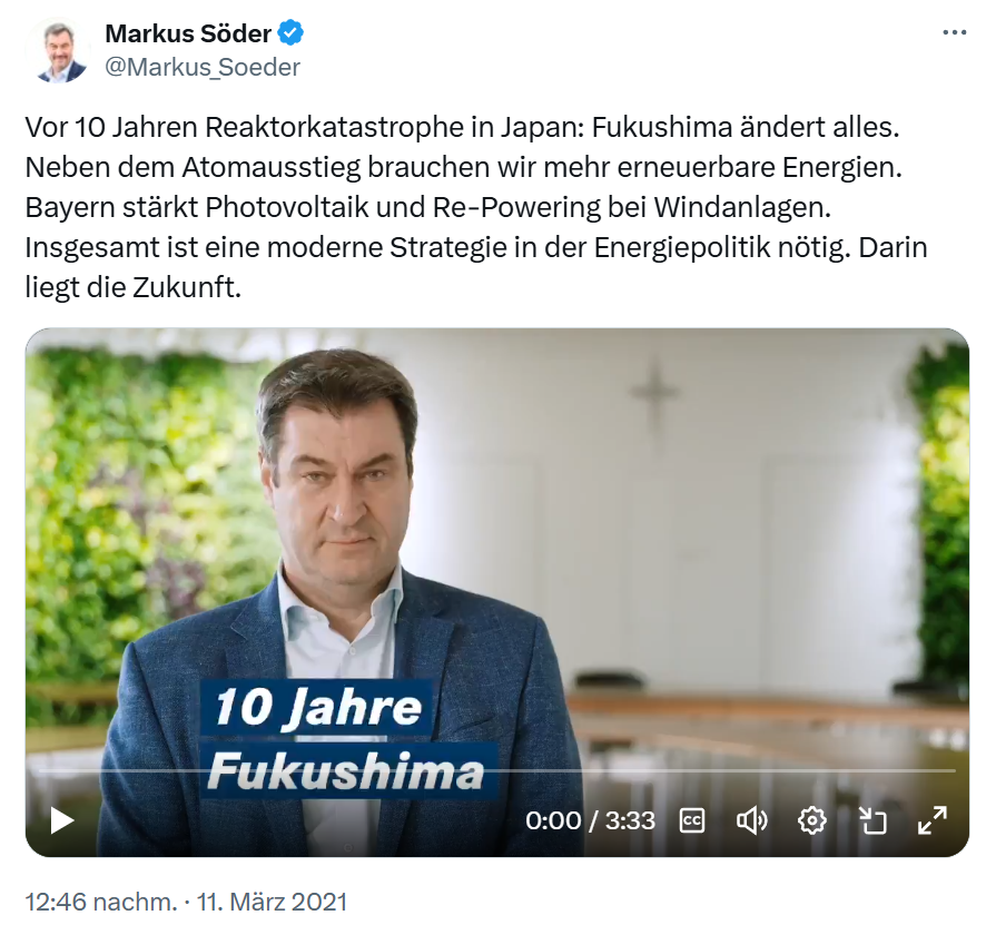 Markus Söder hat zum Atomausstieg alles gesagt, was es zu sagen gibt.