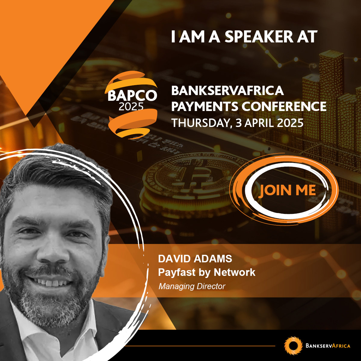 Payfast by Network (@payfast) on Twitter photo Thrilled to share that our MD, David Adams, will be representing us at the #BAPCO2025 <a href="/BankservAfrica/">BankservAfrica</a> Payments Conference tomorrow. Join him & other industry leaders as they unpack "Cash Displacement in a Digital Economy". Let’s drive the #FutureOfPayments together. Thrilled to share that our MD, David Adams, will be representing us at the #BAPCO2025 <a href="/BankservAfrica/">BankservAfrica</a> Payments Conference tomorrow. Join him & other industry leaders as they unpack "Cash Displacement in a Digital Economy". Let’s drive the #FutureOfPayments together.