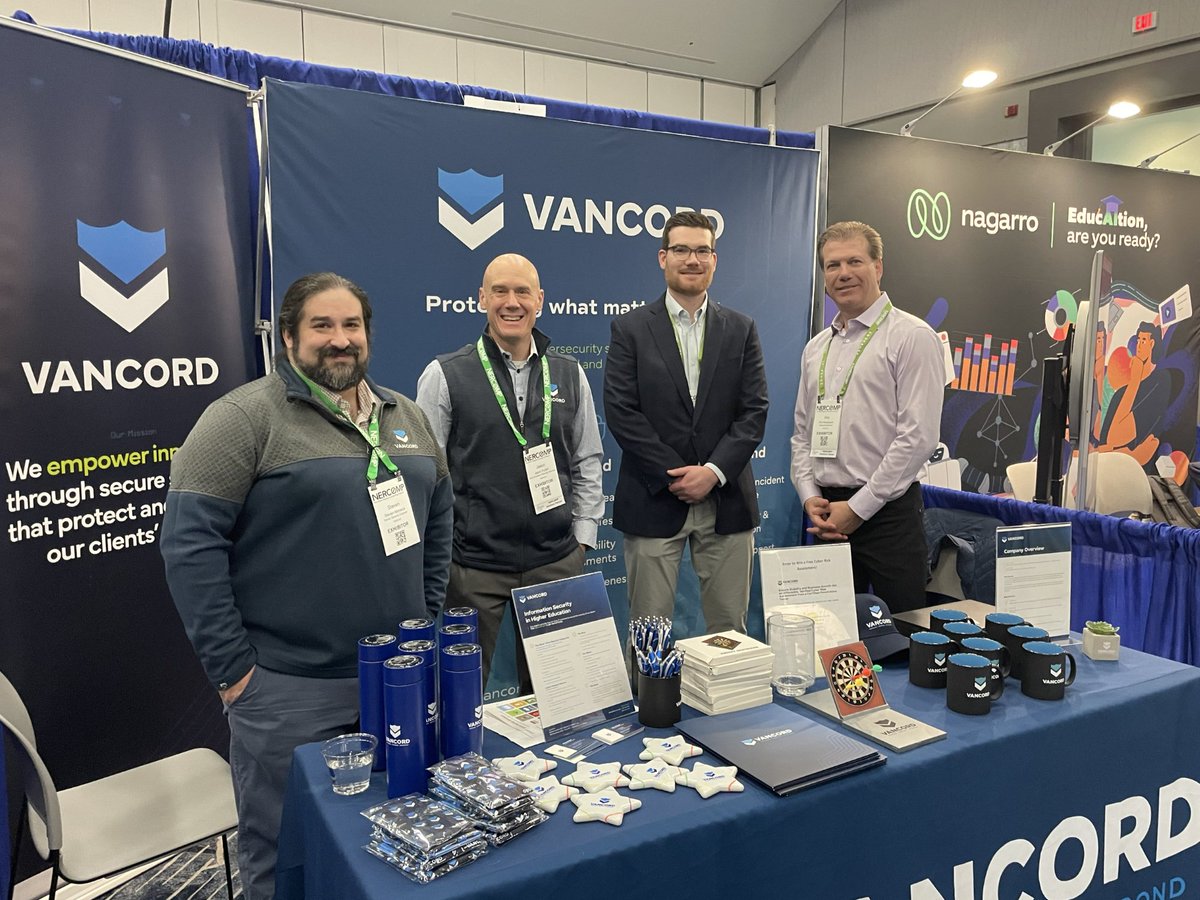 VancordSecurity's tweet image. We’re in the final stretch at @NERCOMP! 🎉 Swing by Booth #305 today to chat with our security experts about all things cybersecurity &amp;amp; higher ed and grab some cool swag before it’s gone! 

#NERCOMP25 #Cybersecurity #HigherEd