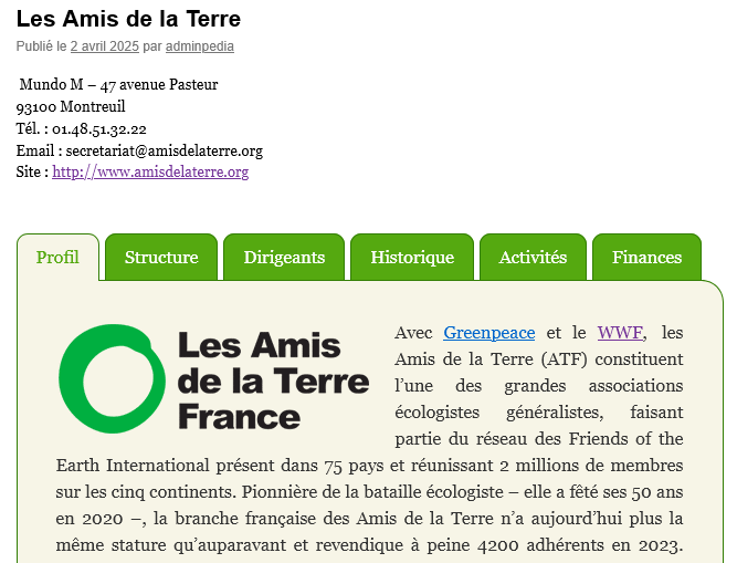 ecolopedia's tweet photo. Mise à jour des éléments concernant les Amis de la Terre : https://t.co/LBpTRQENnF https://t.co/h39HjPfJ1c