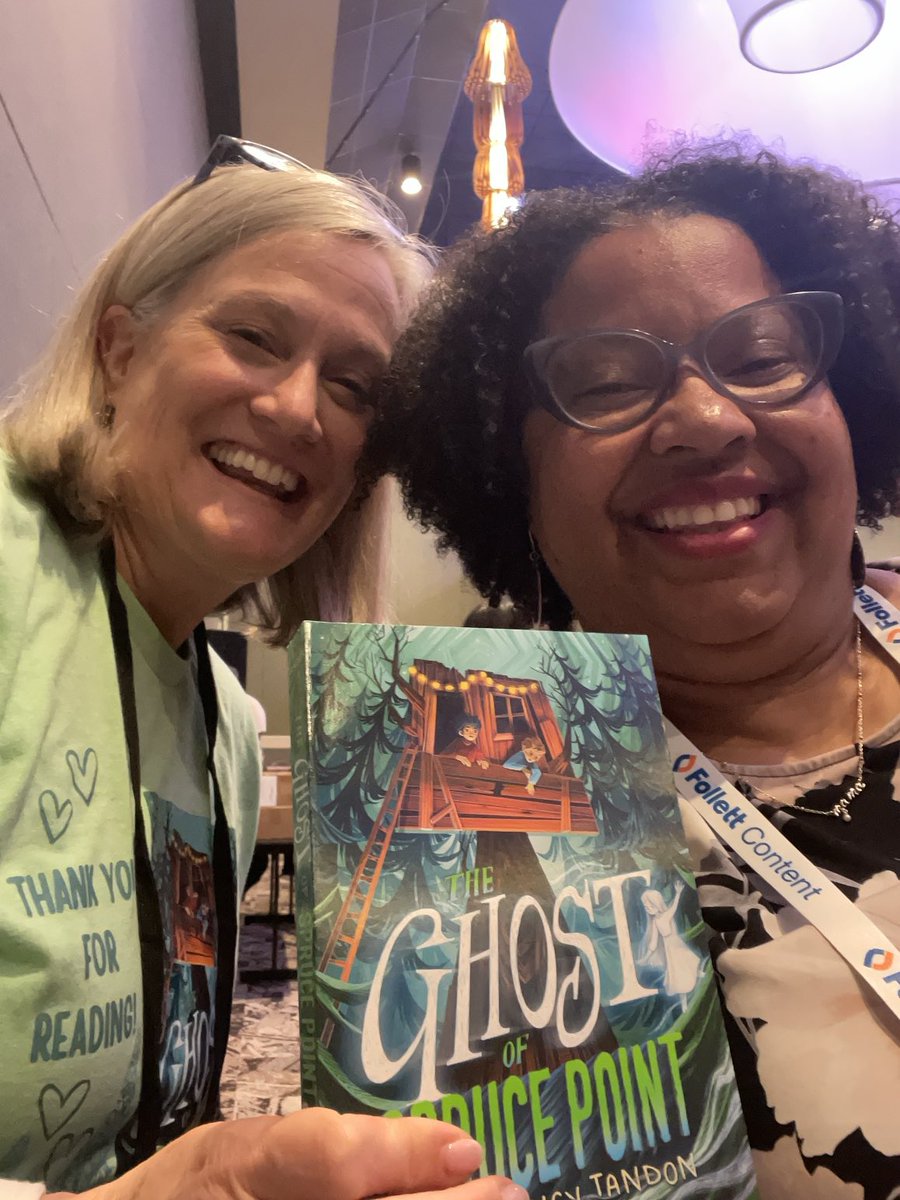 SESSharkLibrary's tweet image. #TXLA25 Day 1 networking with my Katy ISD Librarian peeps I met ⁦@NancyTandon⁩ the author of The Ghost of Spruce Point — I bragged on my 3rd, 4th and 5th Book Club members reading it. ⁦@KChristieLaw⁩ ⁦@katy_libraries⁩ ⁦@schmalzsharks⁩ ⁦⁦@kfoxfix⁩