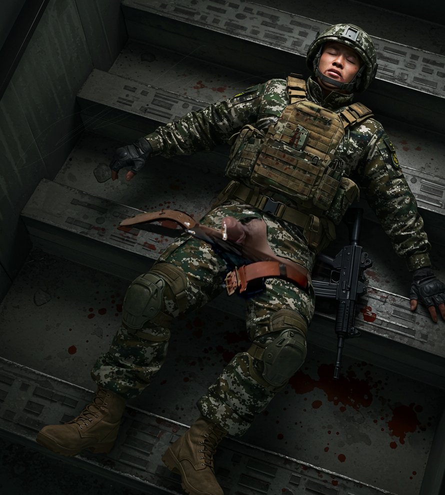 A soldier is found dead in the staircase of the research facility. he is ambushed by the enemy fire and died instantly. But the crime investigaters found that the solider's pans were pulled down and his glorious weapon is shown publicly.