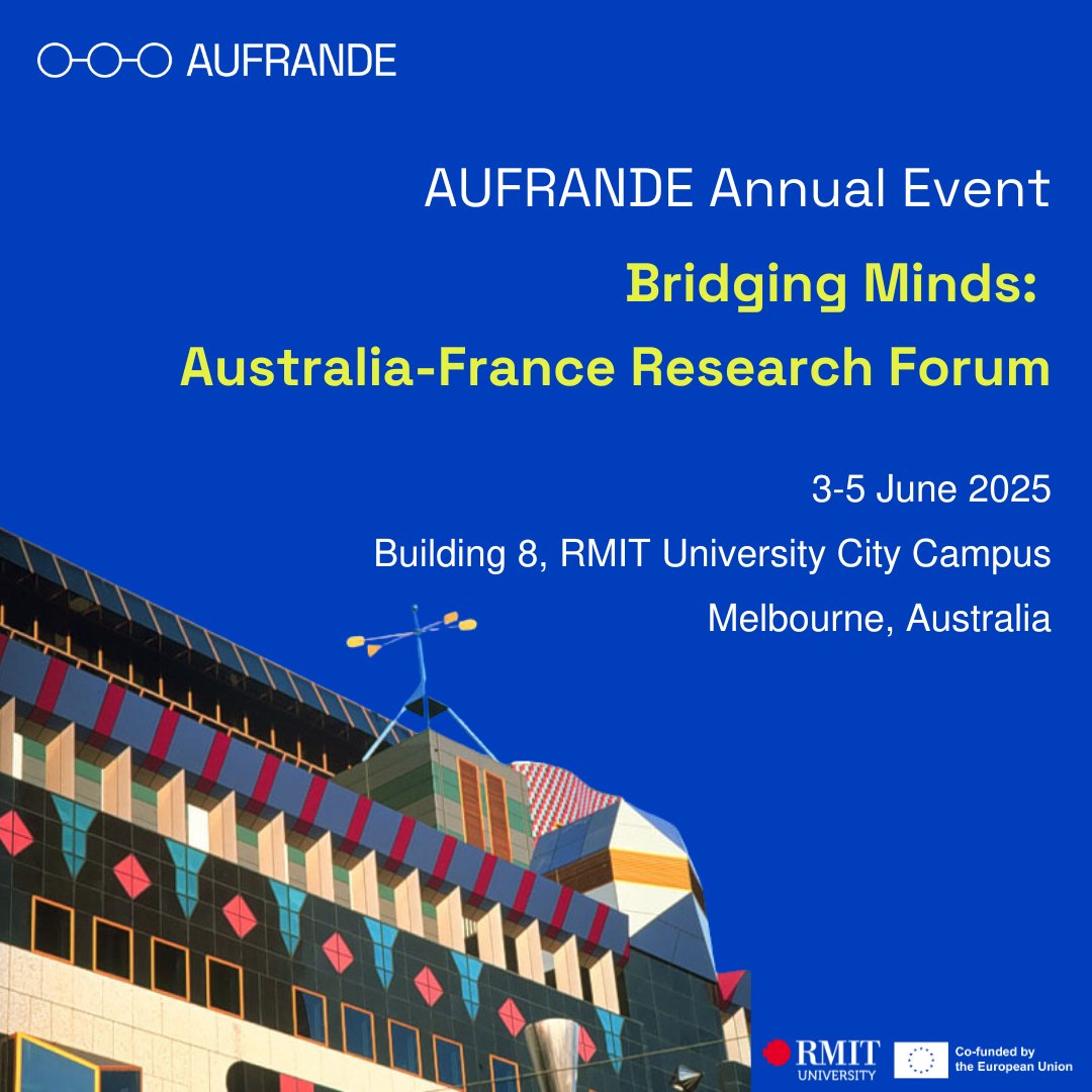 We are pleased to announce that you can now register for AUFRANDE's first event in Australia!

The event hosted by <a href="/RMIT/">RMIT University</a> features a combination of keynote speeches, interactive workshops, poster sessions and dynamic roundtable discussions. 

Register here: shorturl.at/0wDl4