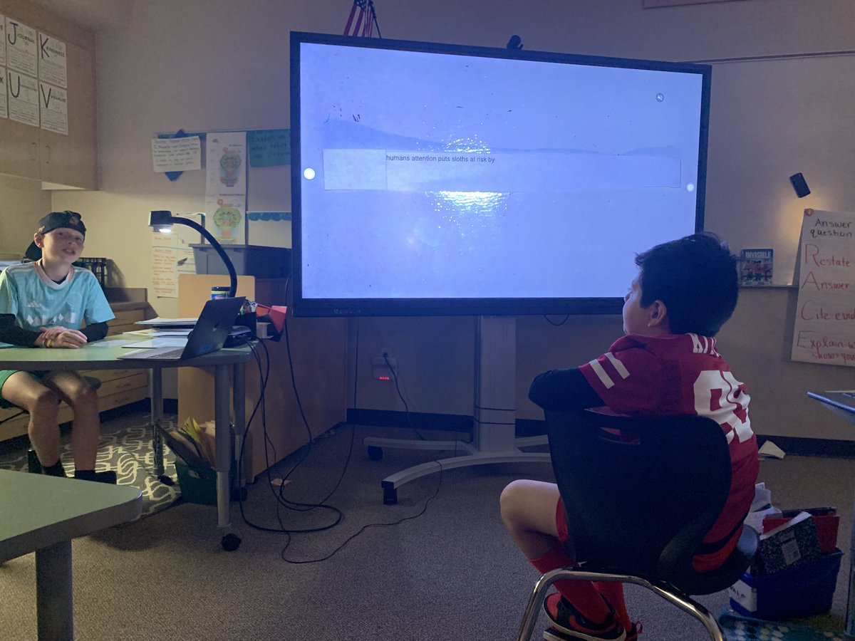 Kiddos in charge/leading our writing discussions today around responding to texts and how to support our answers fully. <a href="/Reed_Elem/">Reed_Elem</a>