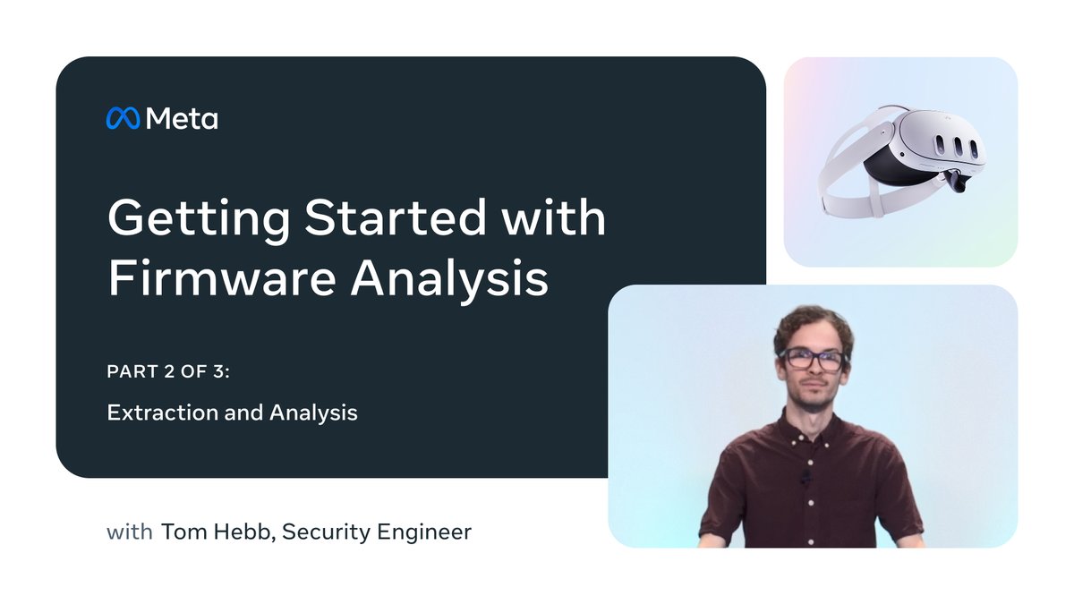 metabugbounty's tweet image. The second part of our new video series for Meta Quest Firmware Analysis has dropped 😎
From the basics all the way up to doing a demo on a Meta Quest device!
Here is Part 2 with the extraction & analysis of firmware after enumeration:
youtu.be/6HH7v95UFGw