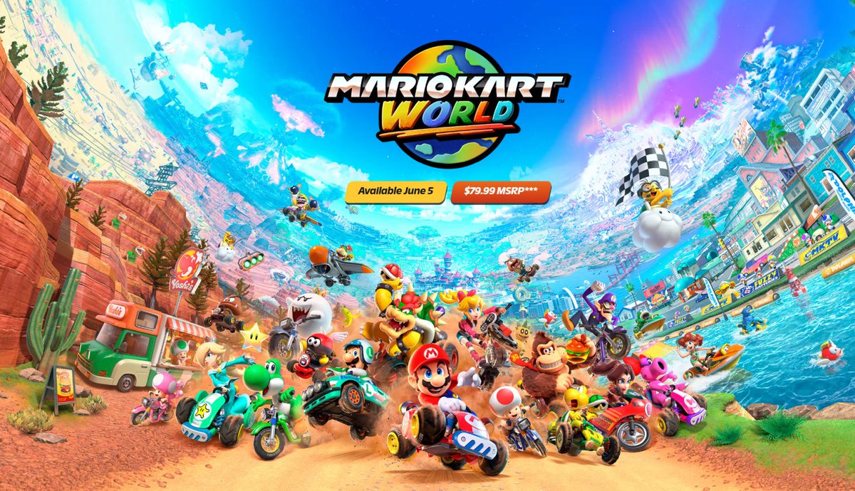 Wario64's tweet image. Mario Kart World MSRP - $79.99 buff.ly/41YJSKO