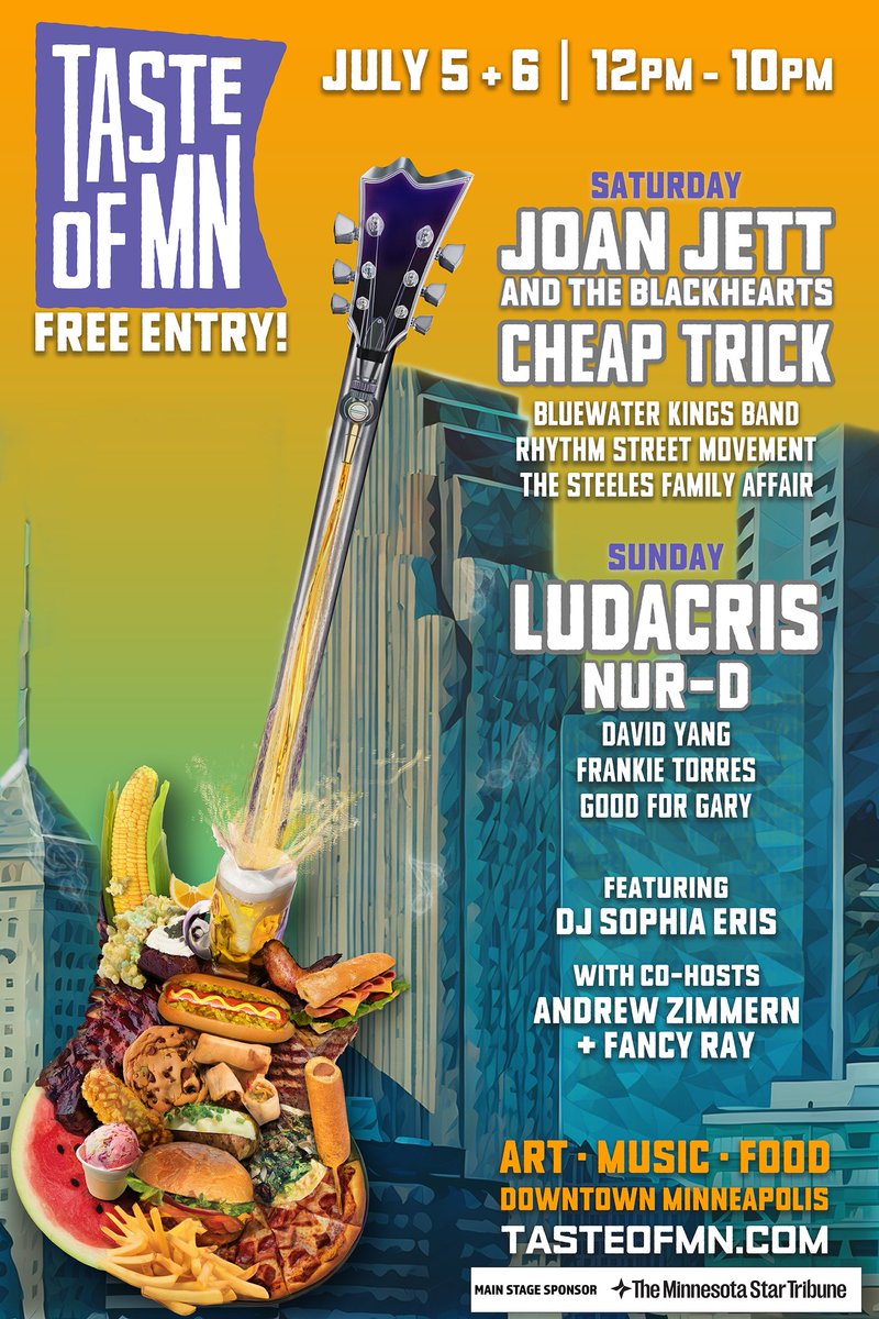 🎤 The moment you’ve been waiting for… The Taste of Minnesota® 2025 MAIN STAGE LINEUP is here! 
Sponsored by The Minnesota <a href="/StarTribune/">The Minnesota Star Tribune</a>

Tag your festival crew and let us know who you’re most excited to see! 👇
📆 July 5-6 | #tastemn2025

#TasteofMinnesota #MusicFestival