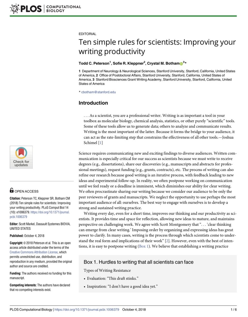 SciencNews's tweet image. Ten simple rules for scientists: Improving your writing productivity

journals.plos.org/ploscompbiol/a…