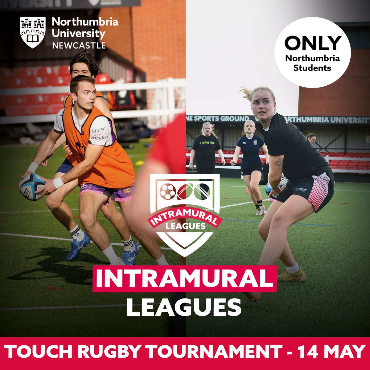 🏉 TOUCH RUGBY TOURNAMENT 🏉

Let's get started with a summer of sport! 

📅Wednesday 14 May 
⌚ 12:00 - 17:00
📍Coach Lane Sports Ground
🏉 Teams of 6-10 students 

Signs up are £30 for each team! Get yourselves signed up! Link in the link in bio!

store.northumbria.ac.uk/short-courses/…