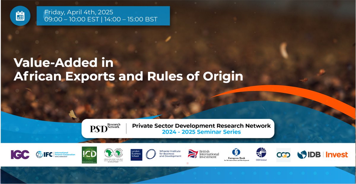 🔎Interested in understanding how Rules of Origin (ROO) shape African trade? Don't forget to register for this open-access/virtual #PSDRN seminar: 
🔗us02web.zoom.us/webinar/regist…