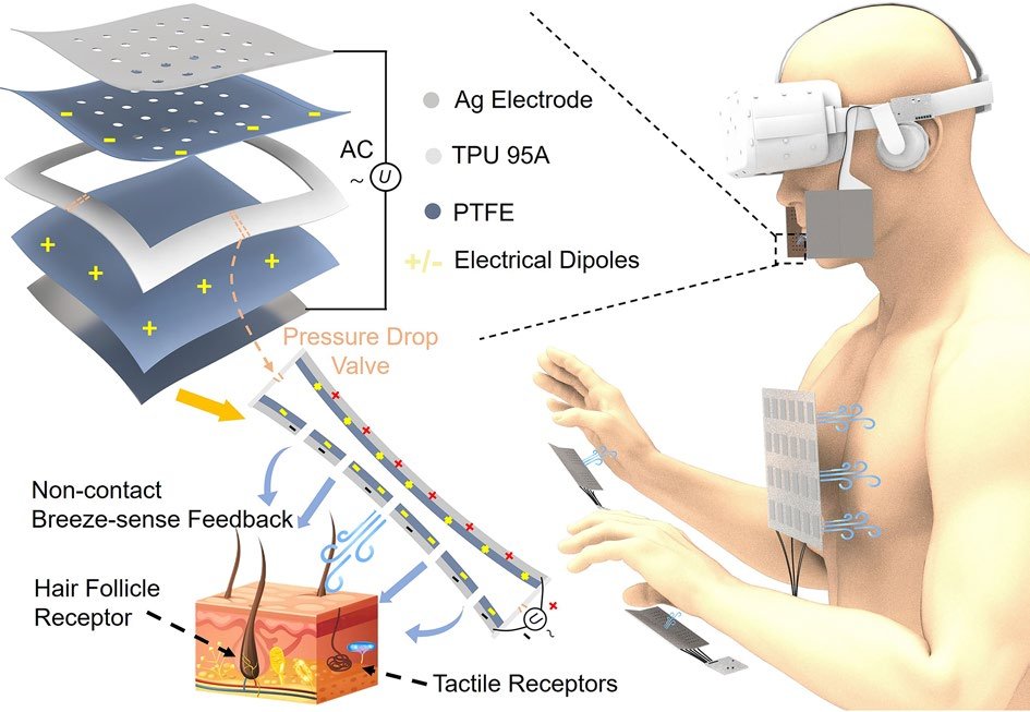 144. Thin and Flexible Breeze-Sense Generators for Non-Contact Haptic Feedback in Virtual Reality
Kaijun Zhang, Zhe Liu, Yexi Zhou, Zhaoyang Li, Dazhe Zhao, Xiao Guan, Tianjun Lan, Yanting Gong, Bingpu Zhou &amp; Junwen Zhong*
Nano-Micro Lett. 17, 144 (2025).
doi.org/10.1007/s40820…