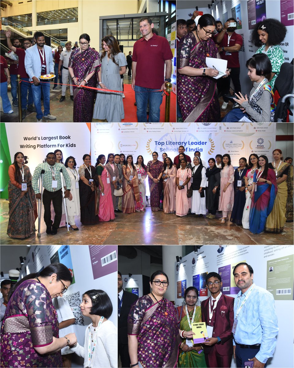 smritiirani's tweet photo. Attended the National Awards & Exhibition Ceremony at the National Young Authors' Fair (#NYAF2025) in Gurugram.

Inspiring to witness young minds shaping the future through storytelling and creativity. Their passion for literature and innovation reflects the limitless potential of India's youth.

Grateful to @BriBooks_global and all stakeholders for fostering a culture of knowledge and empowerment. Wishing these young authors great success in their journey ahead!