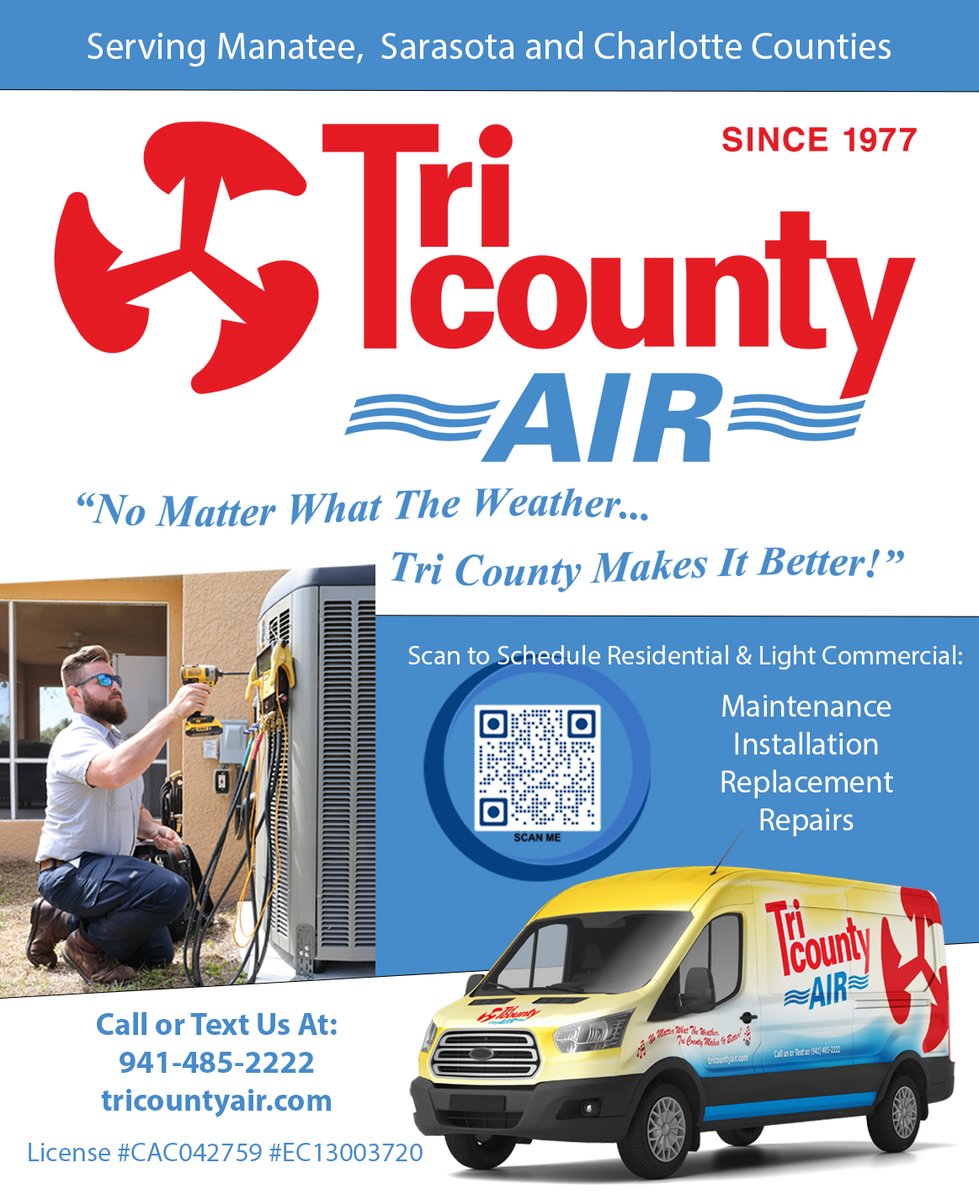 tricountyair's tweet image. Thank you to everyone that voted for us for 2025 Best of SRQ: Best Local HVAC Company!  We appreciate you and love being able to serve our community 

#BestOfSRQ #HVAC #LocalBusiness #SRQ #CommunityChoice #Sarasota