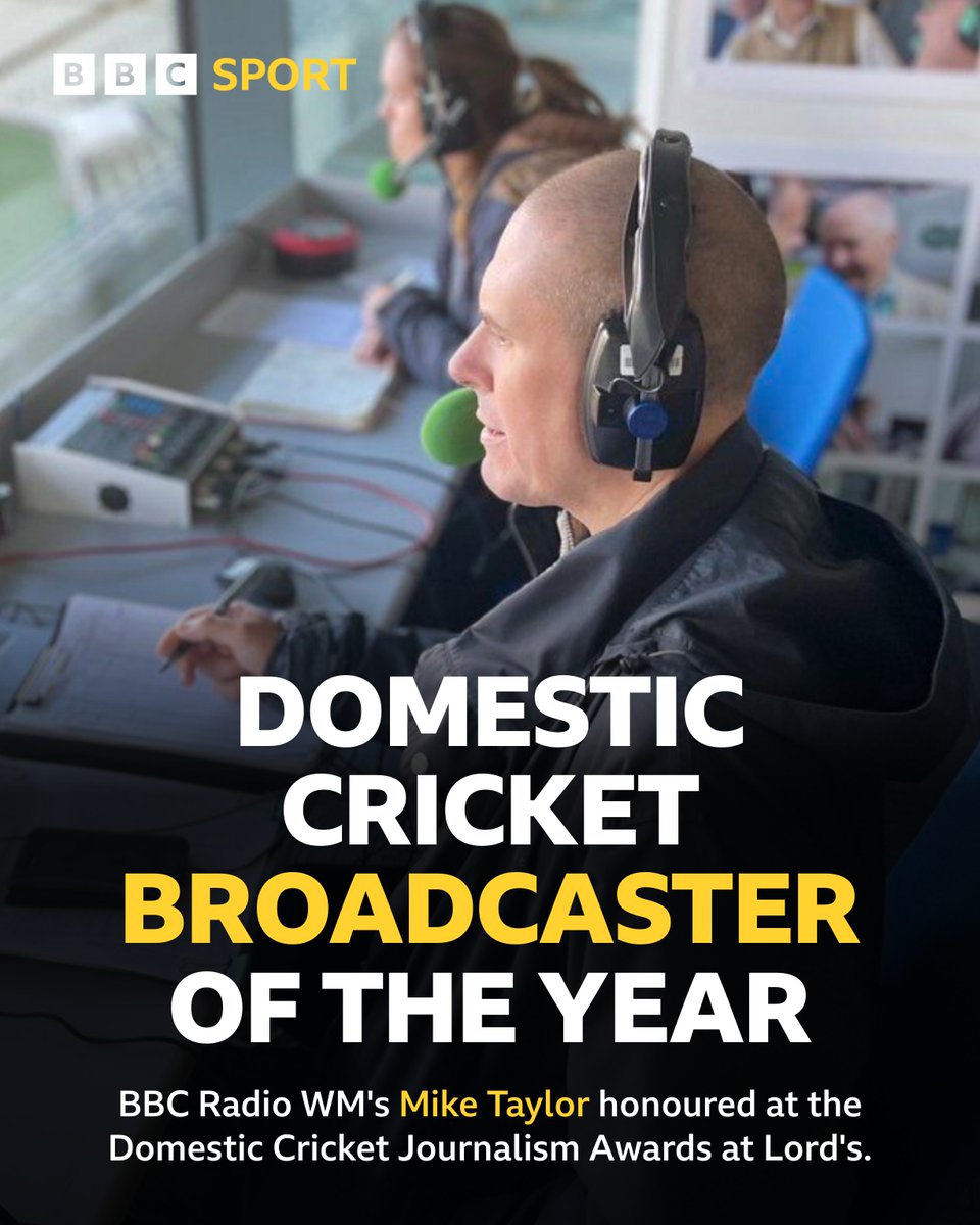 BBC Radio WM Sport (@sportbbcwm) on Twitter photo Congratulations to our very own <a href="/miketaylorsport/">Mike Taylor</a> for winning the Christopher Martin-Jenkins Award at the ECB's Domestic Cricket Journalism Awards. Congratulations to our very own <a href="/miketaylorsport/">Mike Taylor</a> for winning the Christopher Martin-Jenkins Award at the ECB's Domestic Cricket Journalism Awards.