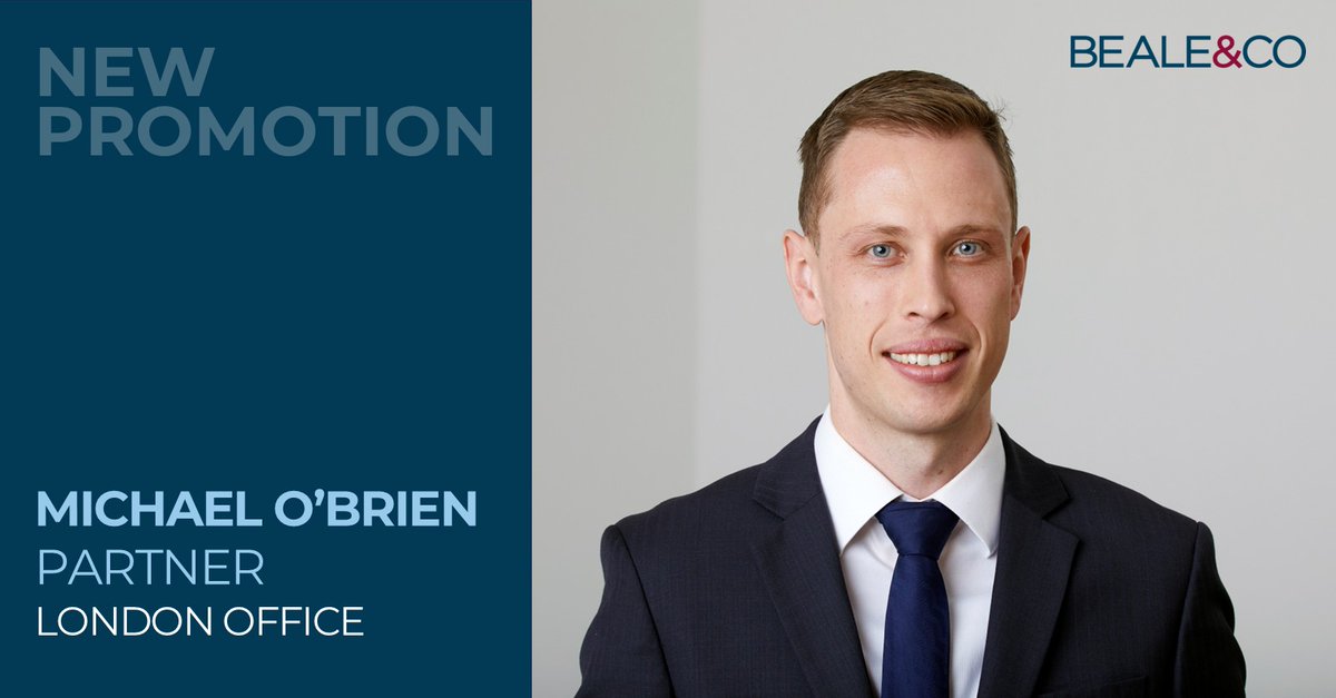We’re delighted to announce that Michael O'Brien has been promoted to Partner at Beale &amp; Co!

Congratulations, Michael!

#Promotion #ConstructionLaw
