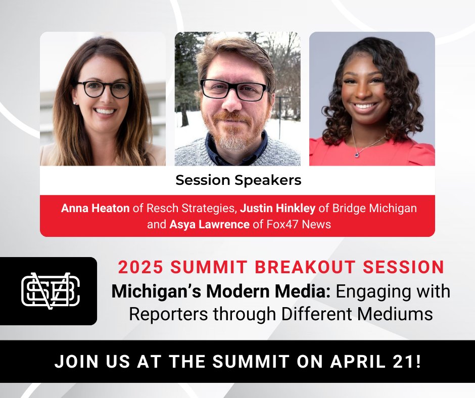 Michigan Celebrates (@themcsb) on Twitter photo š¢ Don't miss out! Anna Heaton (<a href="/ReschStrategies/">Resch Strategies</a>) and Justin Hinkley (<a href="/BridgeMichigan/">Bridge Michigan</a>) are speaking at the 2025 MCSB Summit on 4/21. Join their breakout session on modern media & learn how small businesses can stand out. michigancelebrates.org
#MCSB2025 #MichiganCelebrates š¢ Don't miss out! Anna Heaton (<a href="/ReschStrategies/">Resch Strategies</a>) and Justin Hinkley (<a href="/BridgeMichigan/">Bridge Michigan</a>) are speaking at the 2025 MCSB Summit on 4/21. Join their breakout session on modern media & learn how small businesses can stand out. michigancelebrates.org
#MCSB2025 #MichiganCelebrates