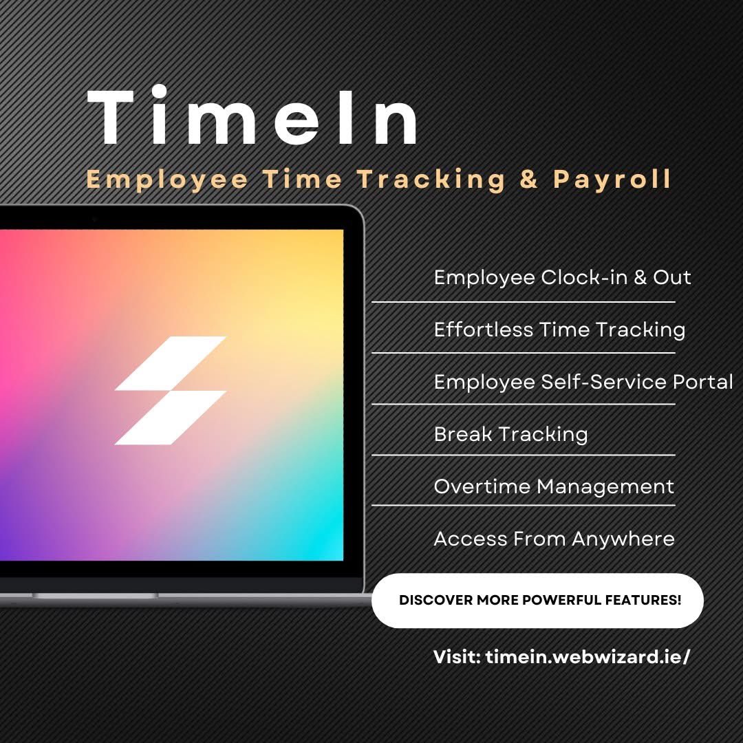webwizard_ie's tweet image. TimeIn is a comprehensive employee time tracking and payroll management solution designed to enhance business efficiency. Demo available on request.
Visit: timein.webwizard.ie
#WebApps #WebWizard