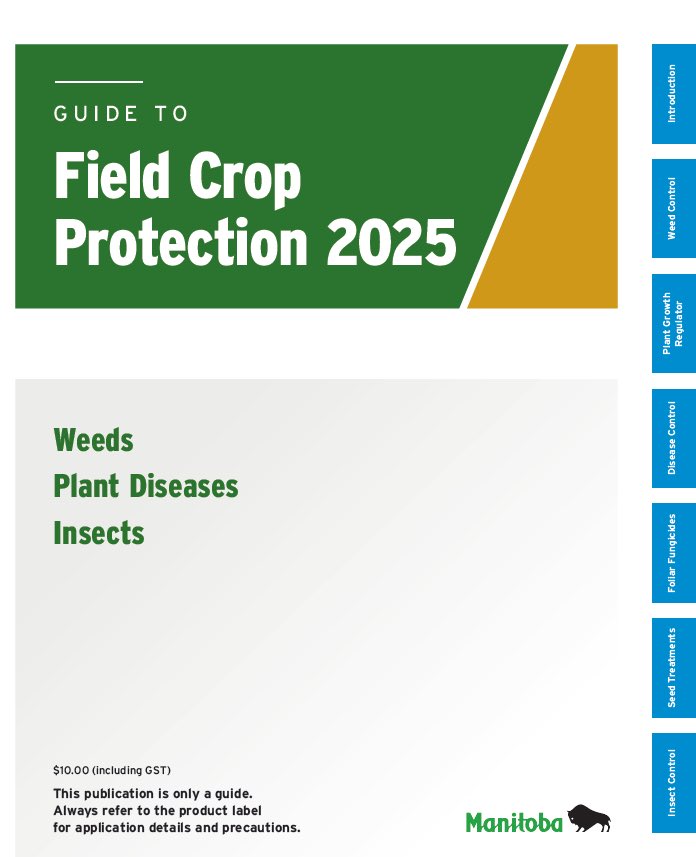 The 2025 Guide to Field Crop Protection is available for $10 at MASC Service Centres across Manitoba &amp; can be accessed online at: gov.mb.ca/agriculture/cr… #MBAg