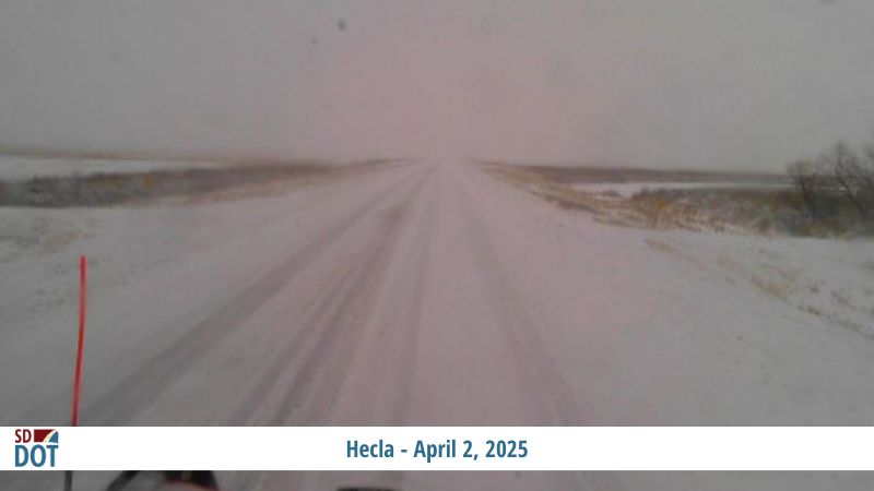 SouthDakotaDOT's tweet photo. A spring storm continues to impact South Dakota today and is forecasted to continue into the morning of Thursday, April 3, 2025. The system has shifted slightly to include more widespread snowfall and less freezing rain. 

Please visit https://t.co/jAj5PbAmq4

#SDDOT #SD511 https://t.co/C4RUIlxB0L